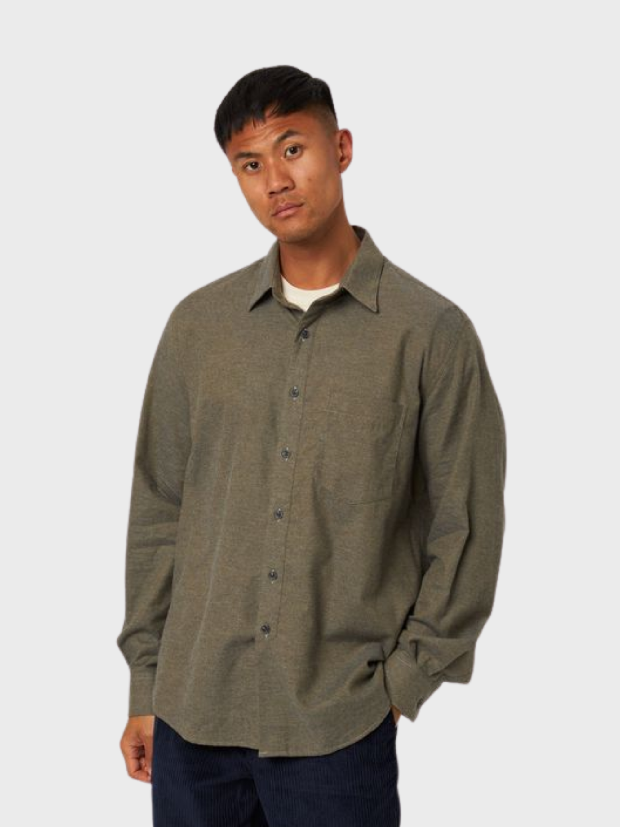 Peregrine Cashmere Manor Shirt - Pebble-Men's T-Shirts-Brooklyn-Vancouver-Yaletown-Canada