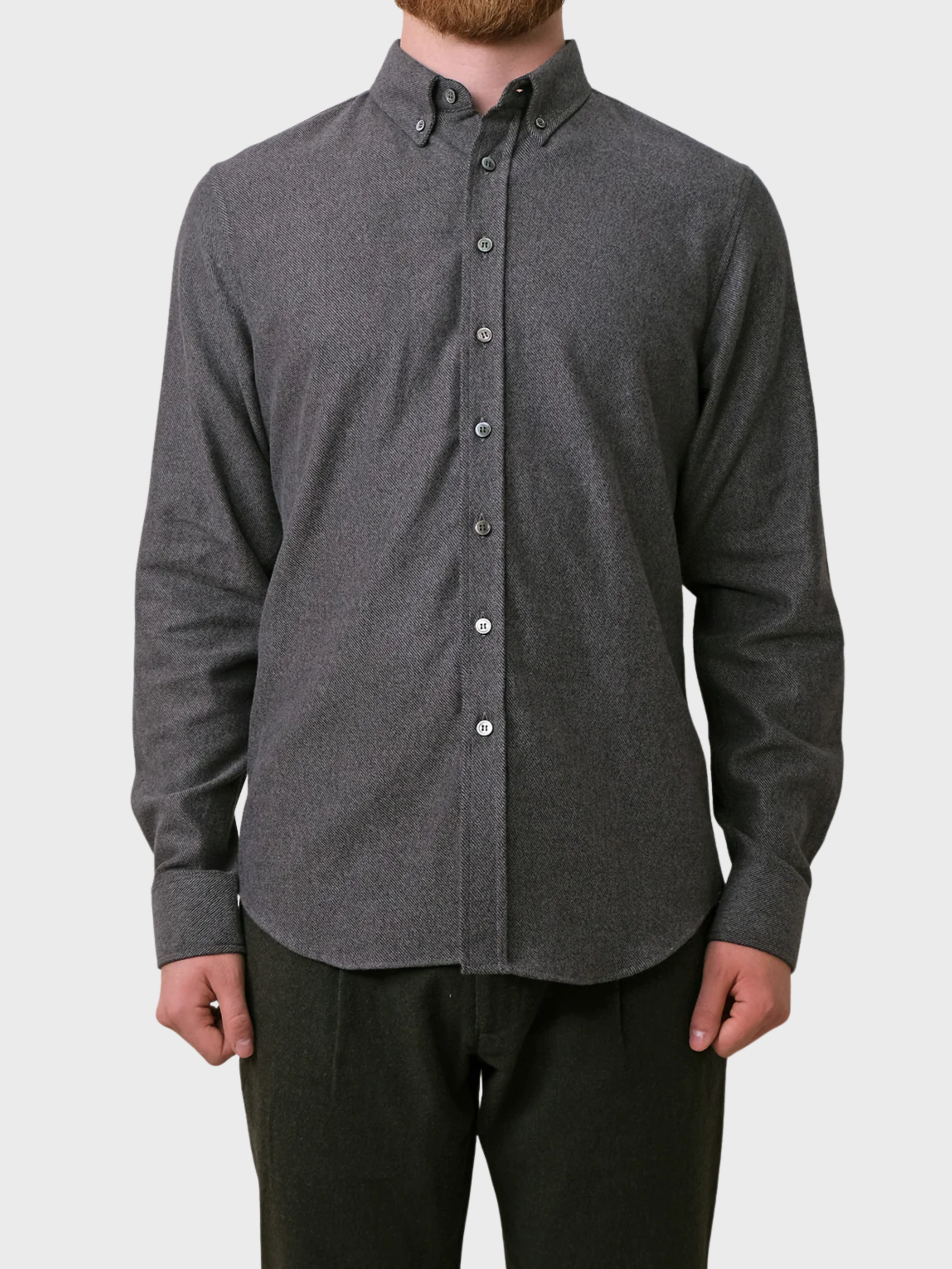 Outclass Flannel Classic Shirt - Grey Twill-Men's Shirts-Brooklyn-Vancouver-Yaletown-Canada
