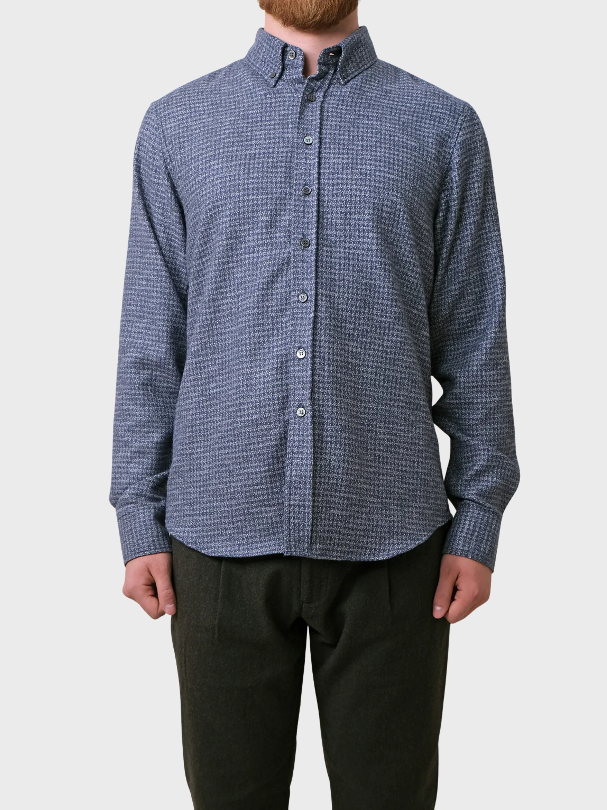 Outclass Flannel Classic Shirt - Indigo Houndstooth-Men's Shirts-Brooklyn-Vancouver-Yaletown-Canada