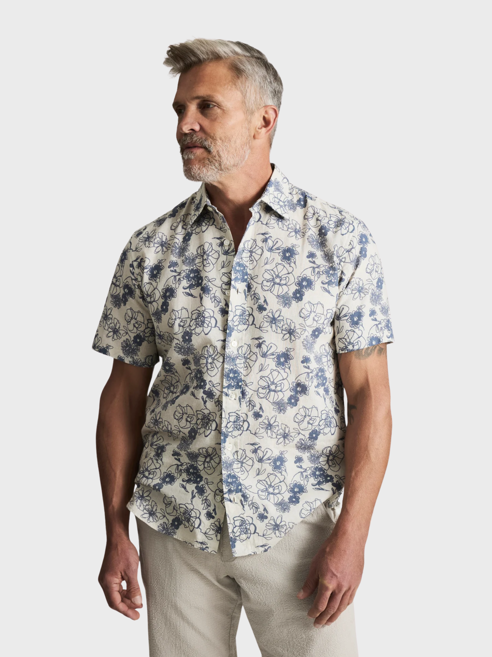 34 Heritage Flower Short Sleeve Shirt Vintage Indigo-Men's Shirts-Brooklyn-Vancouver-Yaletown-Canada