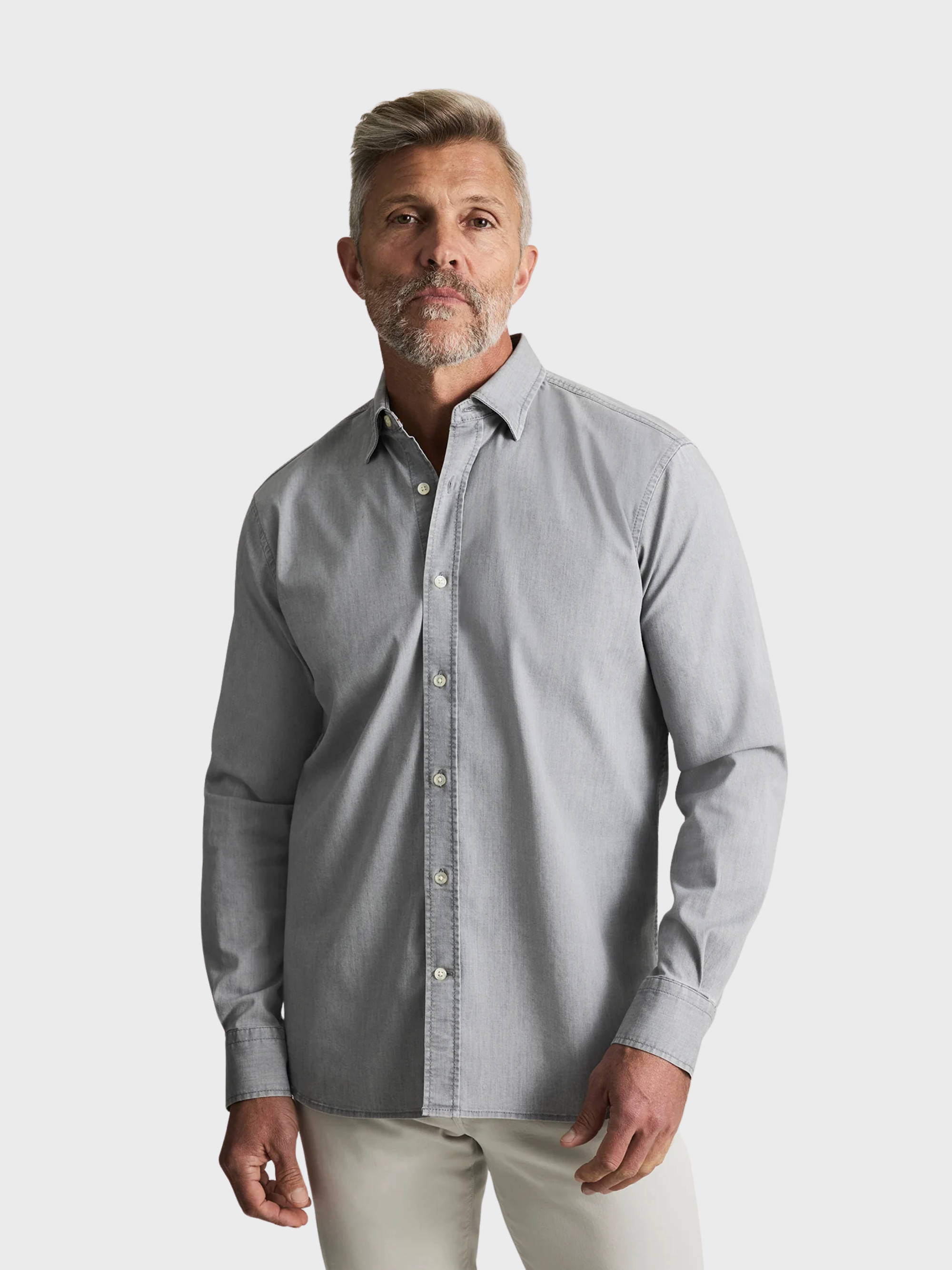 34 Heritage Denim Shirt Grey Indigo-Men's Shirts-Brooklyn-Vancouver-Yaletown-Canada