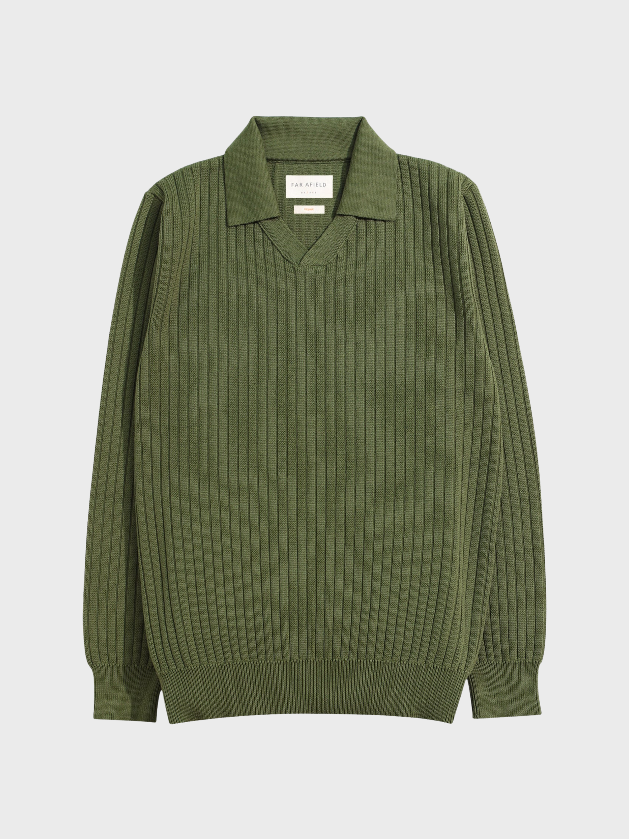 Far Afield Clifford Knitted Polo - Perforated-Green-Men's Sweaters-Brooklyn-Vancouver-Yaletown-Canada