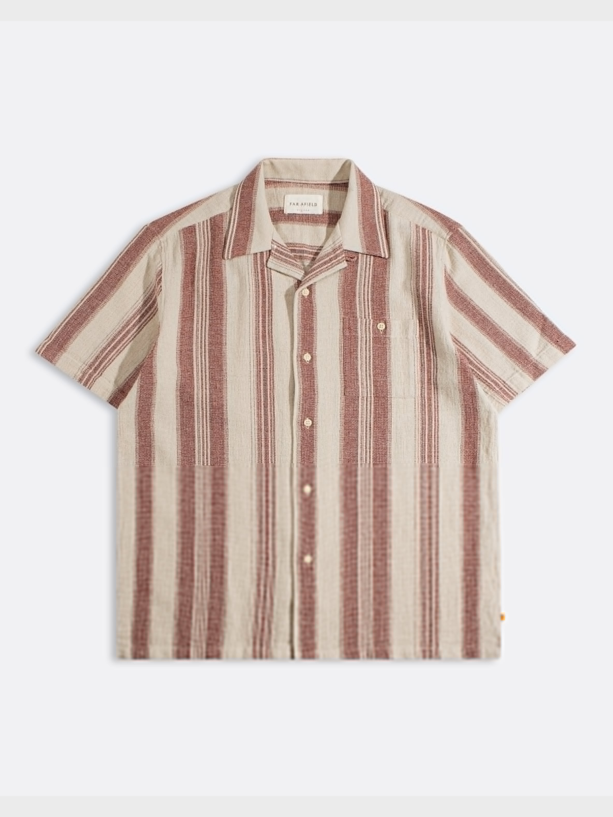 Far Afield Selleck Shirt - Dobby Stripe - Sand/Red-Men's Shirts-Brooklyn-Vancouver-Yaletown-Canada