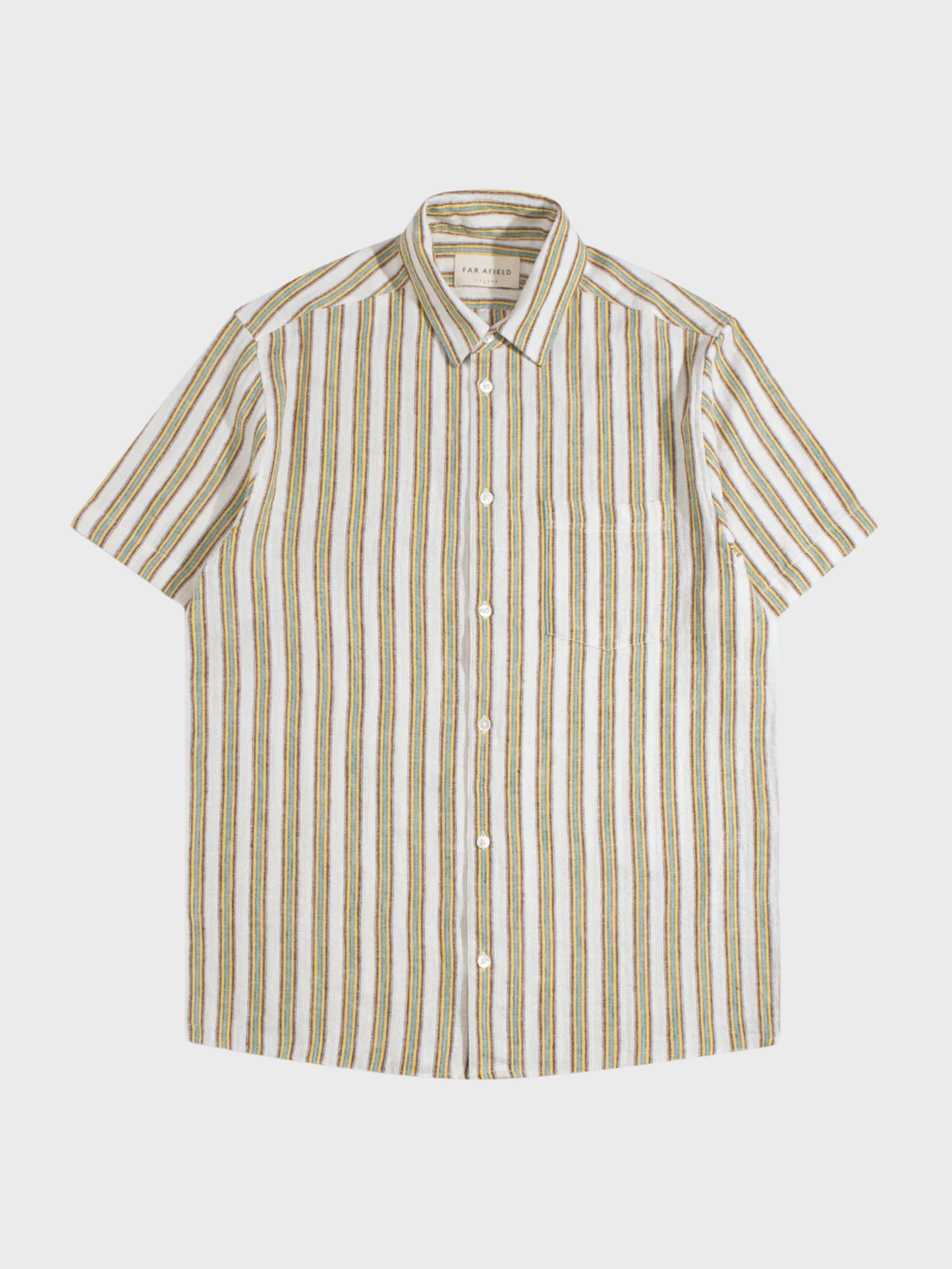 Far Afield Classic Shirt - Canopy Stripe - White/Multi-Men's Shirts-Brooklyn-Vancouver-Yaletown-Canada