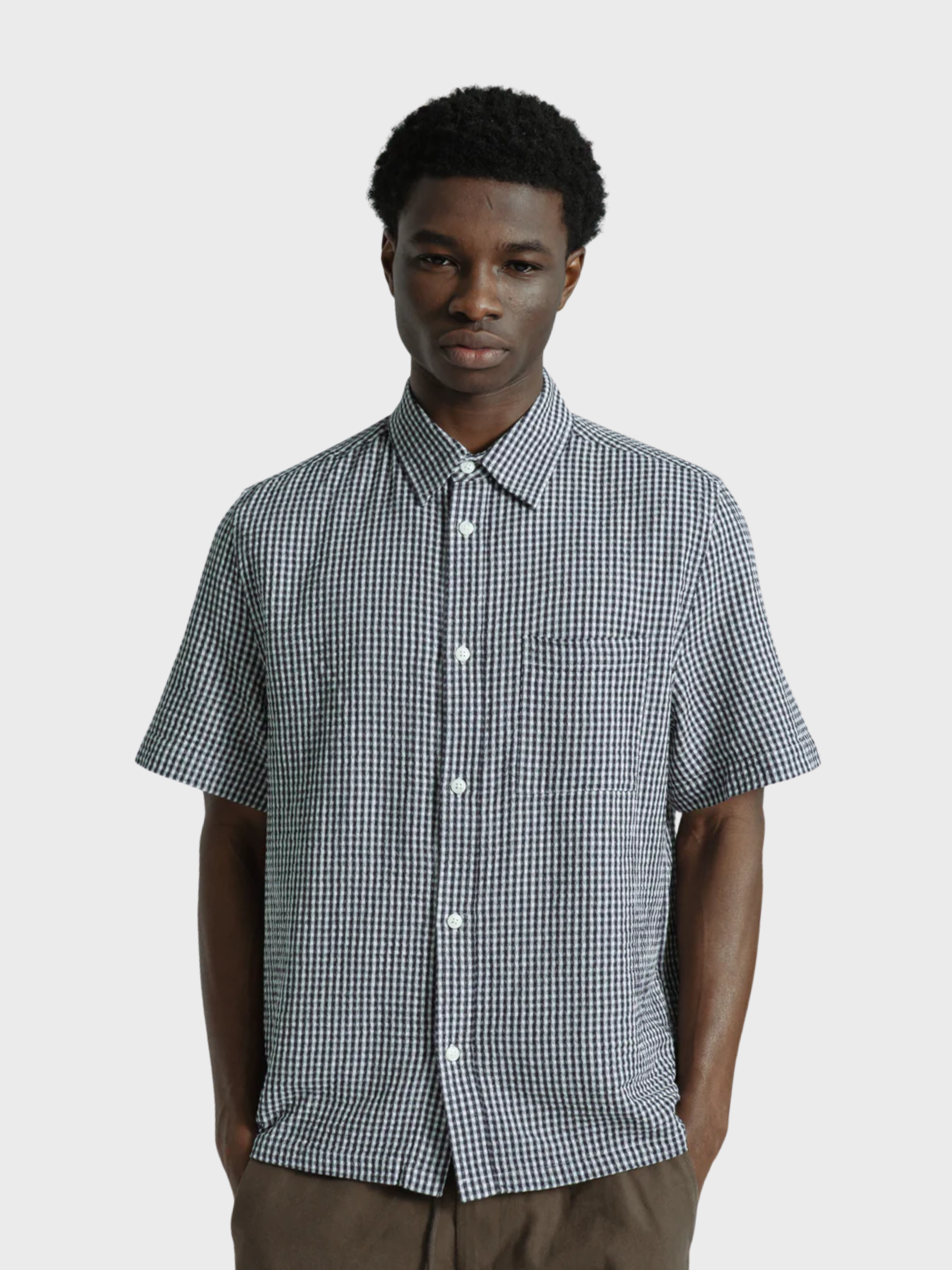 Far Afield Costa Shirt - GinghamCheck-Navy-Men's Shirts-Brooklyn-Vancouver-Yaletown-Canada