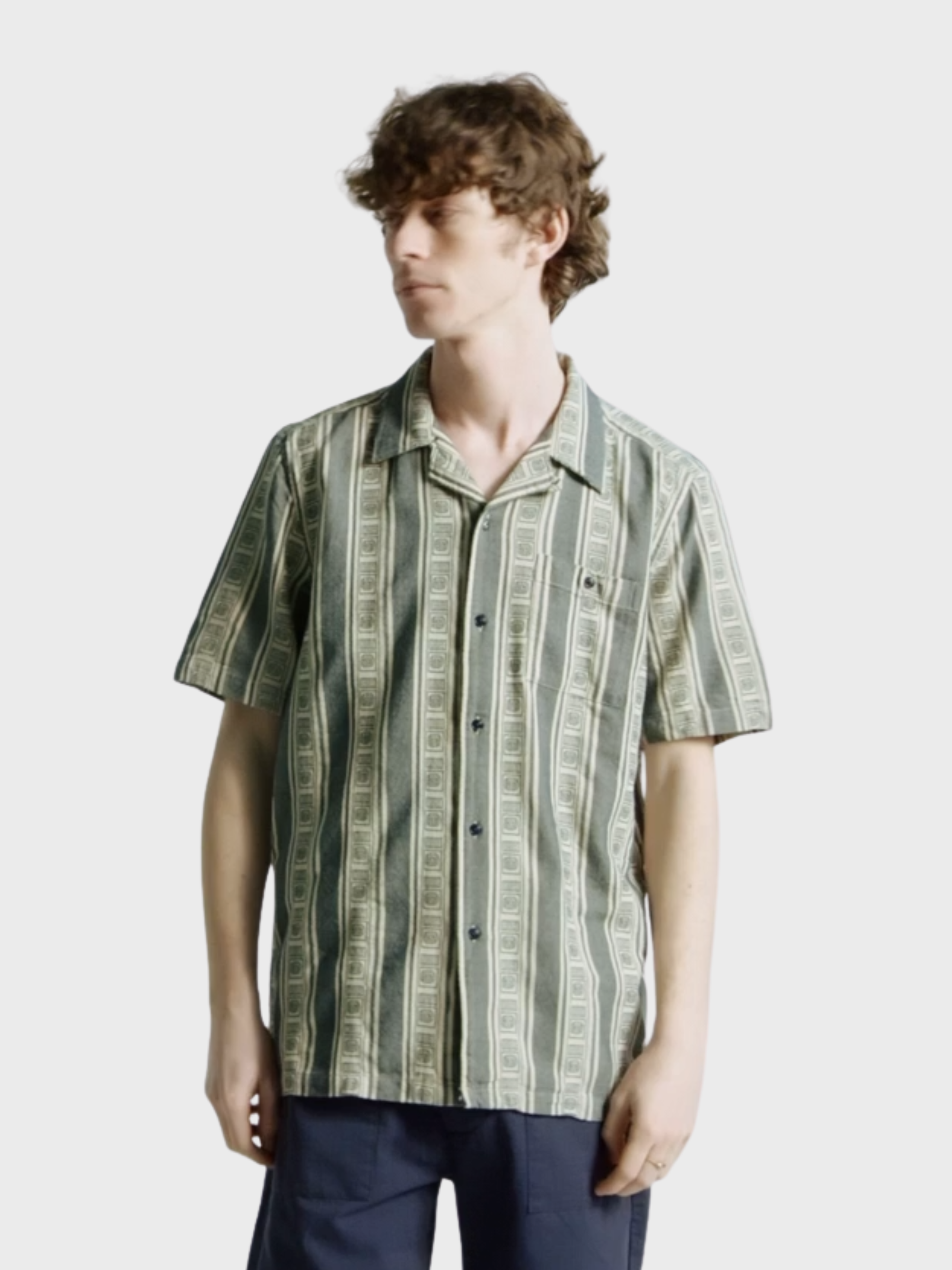 Far Afield Selleck Shirt - Stereo Stripe - Blue/Sand-Men's Shirts-Brooklyn-Vancouver-Yaletown-Canada