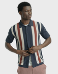 Far Afield Velzy Knitted Shirt - Simple Stripe - Navy/Multi-Men's Shirts-Brooklyn-Vancouver-Yaletown-Canada