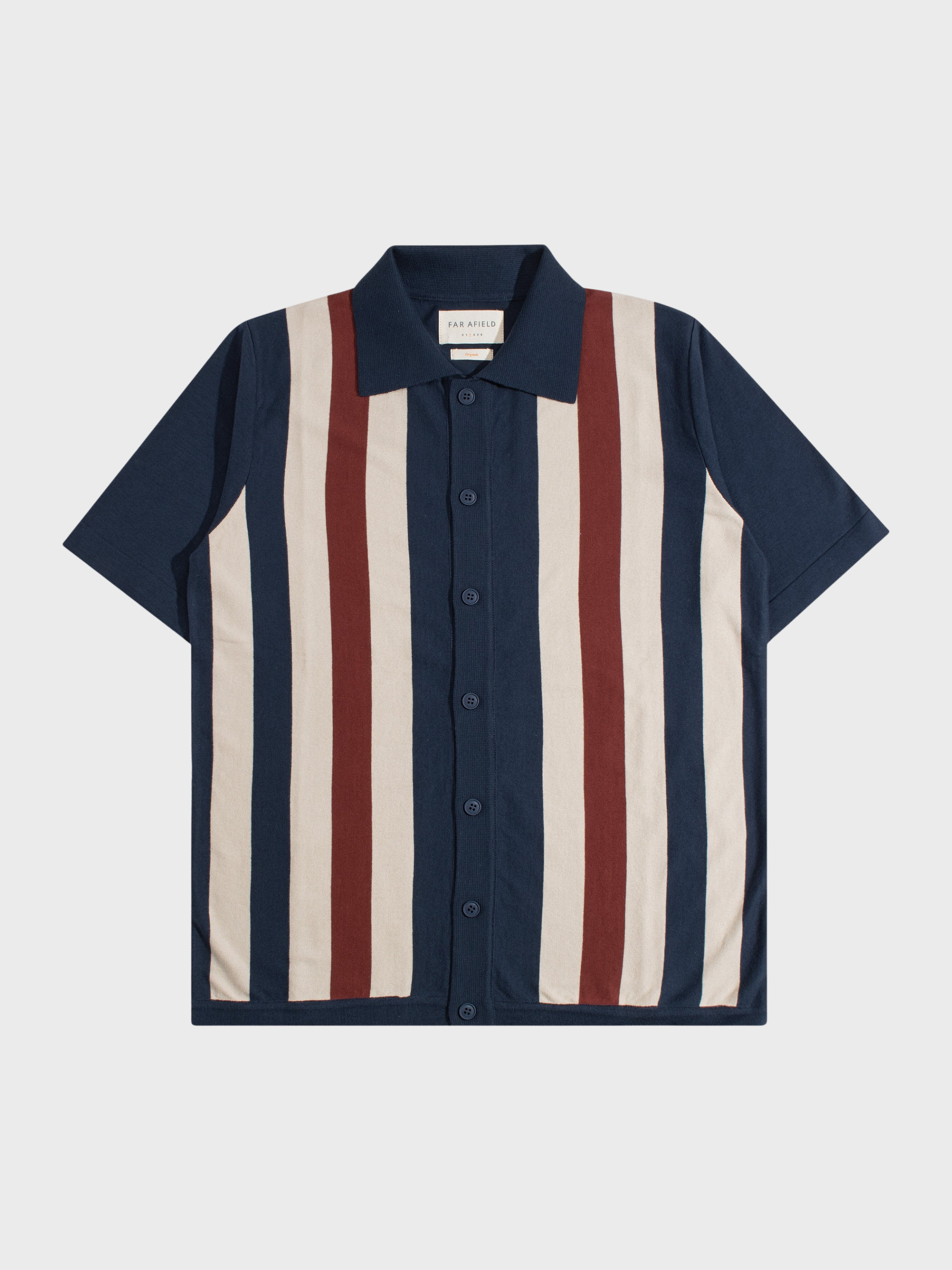 Far Afield Velzy Knitted Shirt - Simple Stripe - Navy/Multi-Men's Shirts-Brooklyn-Vancouver-Yaletown-Canada