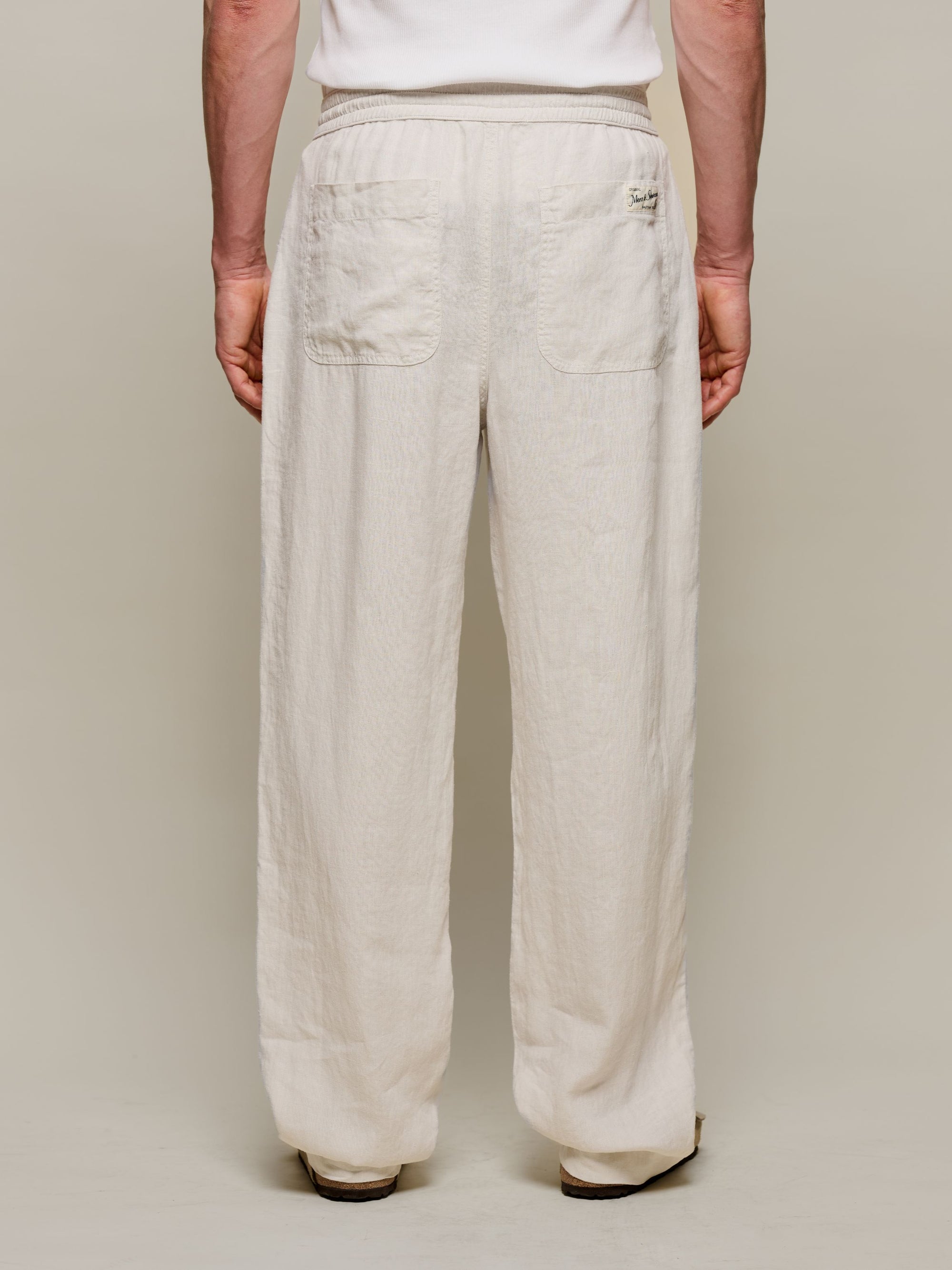 Merz Workers Linen Drawstring Pants - Light Stone-Men's Pants-Brooklyn-Vancouver-Yaletown-Canada