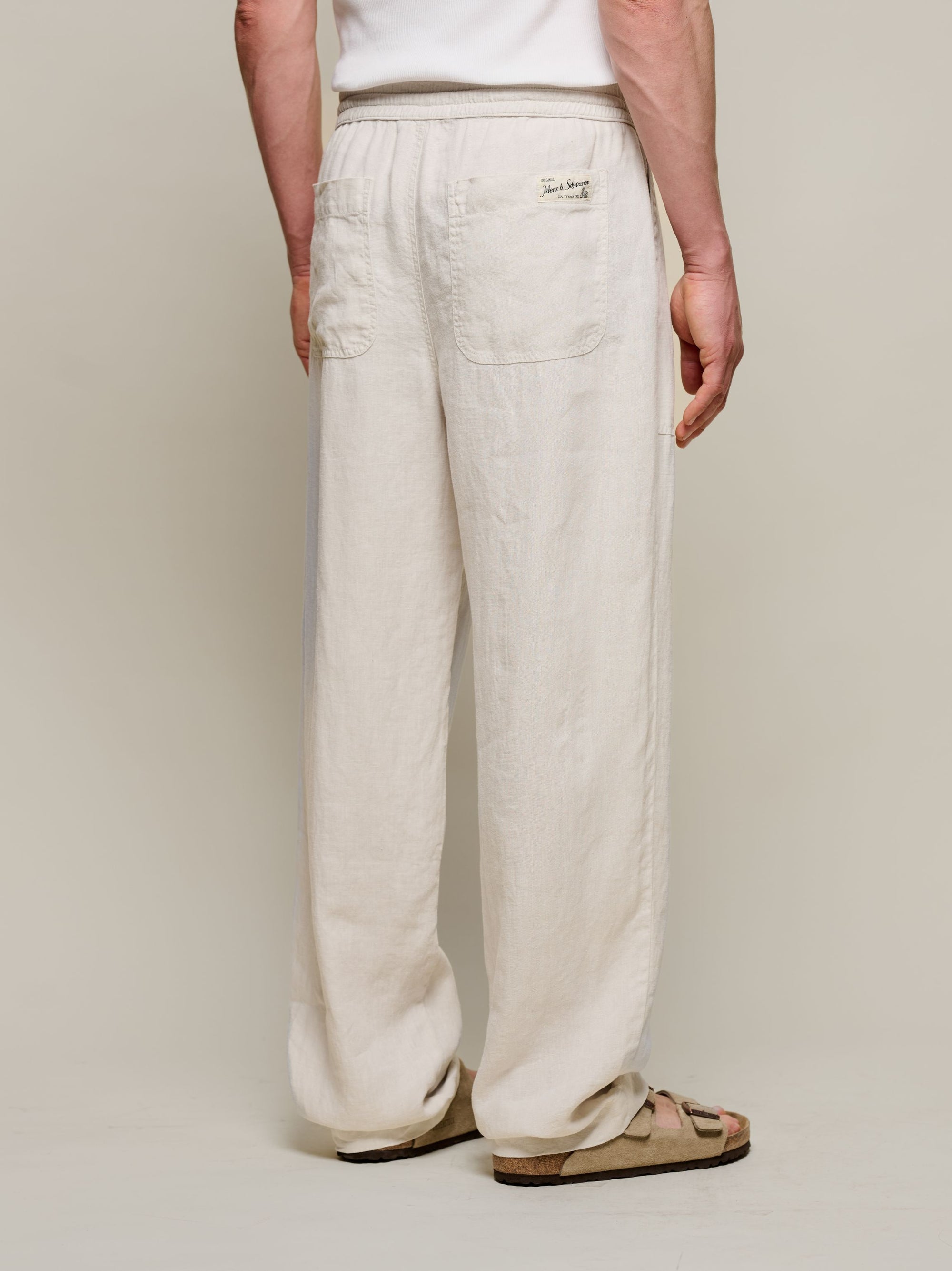 Merz Workers Linen Drawstring Pants - Light Stone-Men's Pants-Brooklyn-Vancouver-Yaletown-Canada