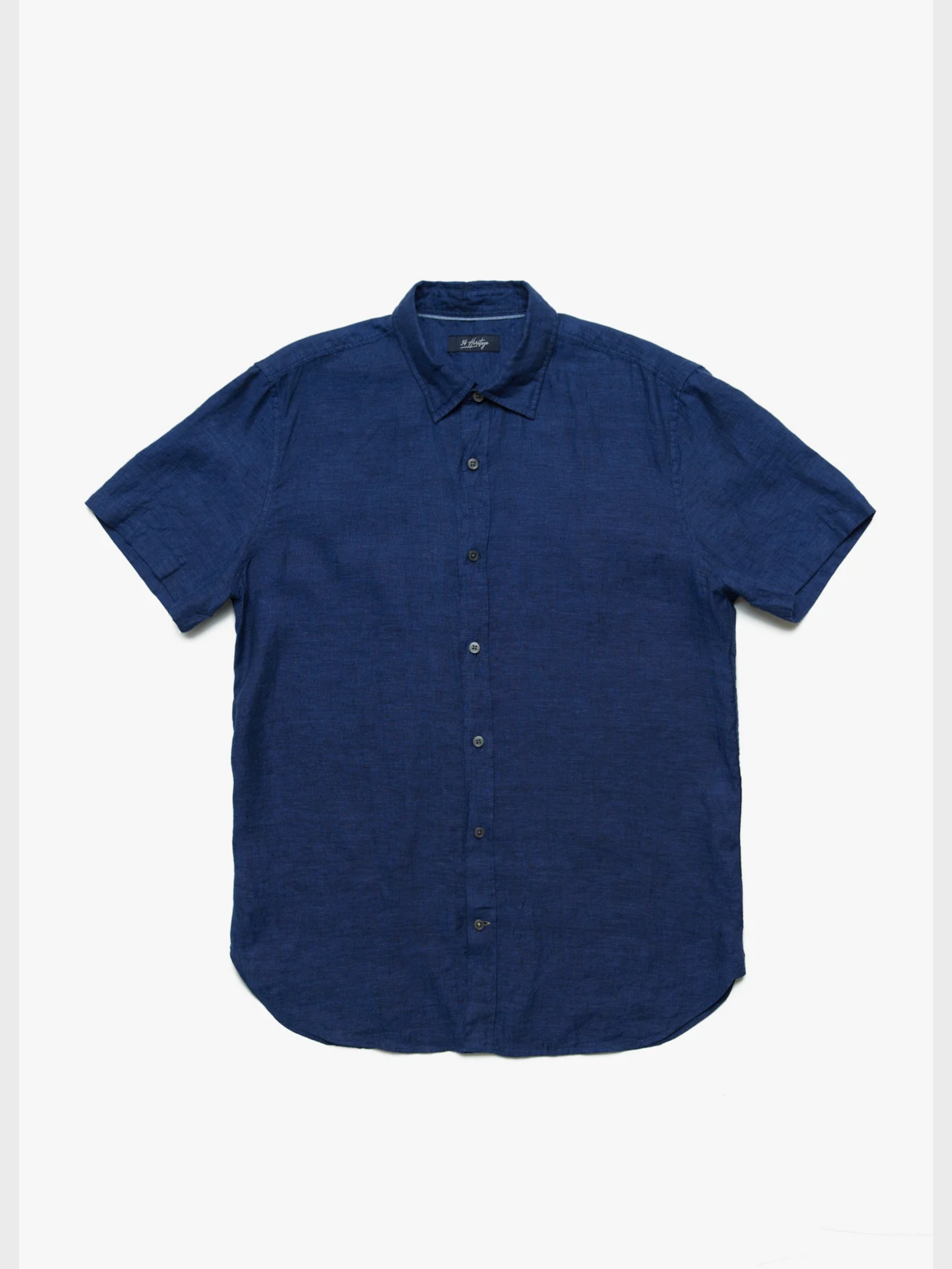 34 Heritage Linen Short Sleeve Shirt Indigo SS24-Men's Shirts-Brooklyn-Vancouver-Yaletown-Canada