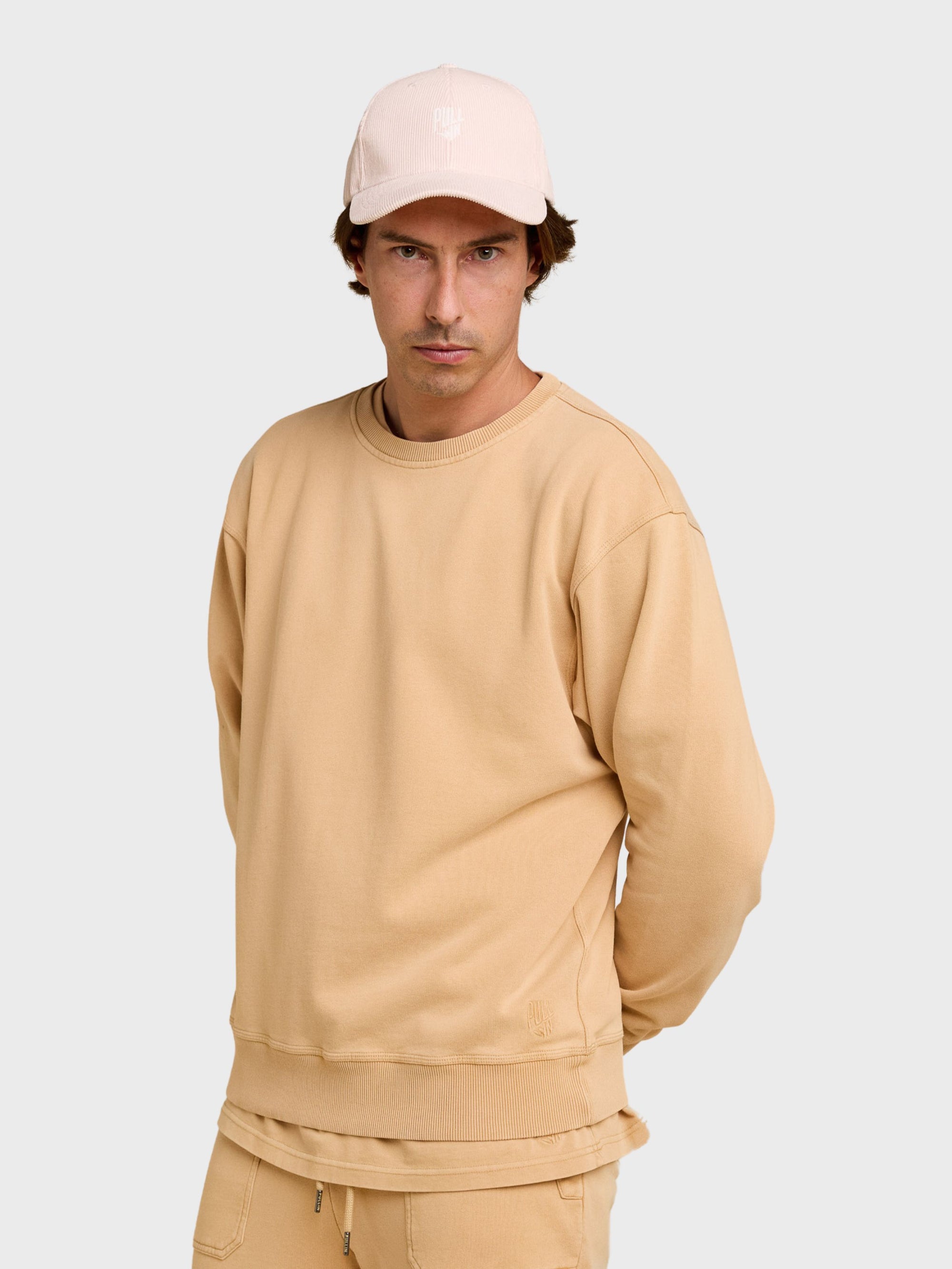 Pullin Crew Neck Sweatshirt - Plain Apricot-Men's Sweatshirts-Brooklyn-Vancouver-Yaletown-Canada