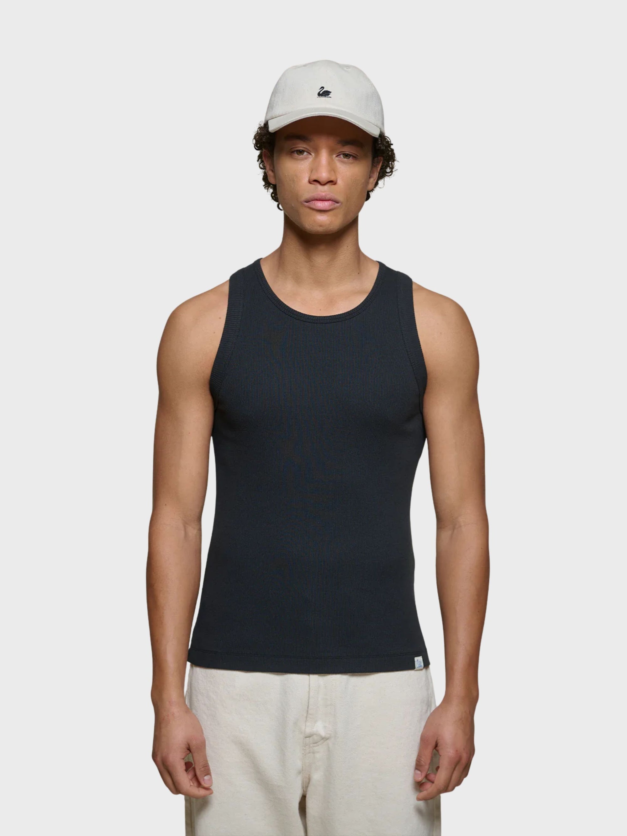 Merz Iconic Ribbed Cotton Tank Top - Deep Black-Men's T-Shirts-Brooklyn-Vancouver-Yaletown-Canada