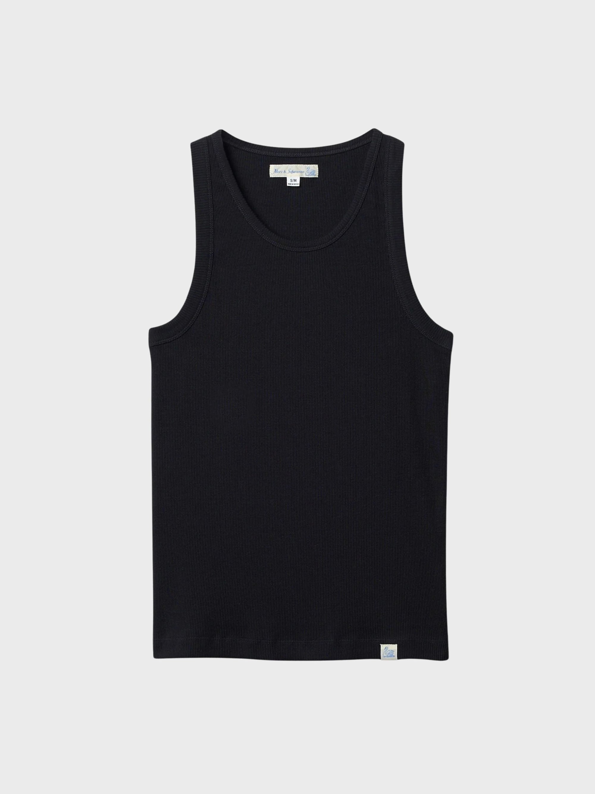 Merz Iconic Ribbed Cotton Tank Top - Deep Black-Men's T-Shirts-Brooklyn-Vancouver-Yaletown-Canada
