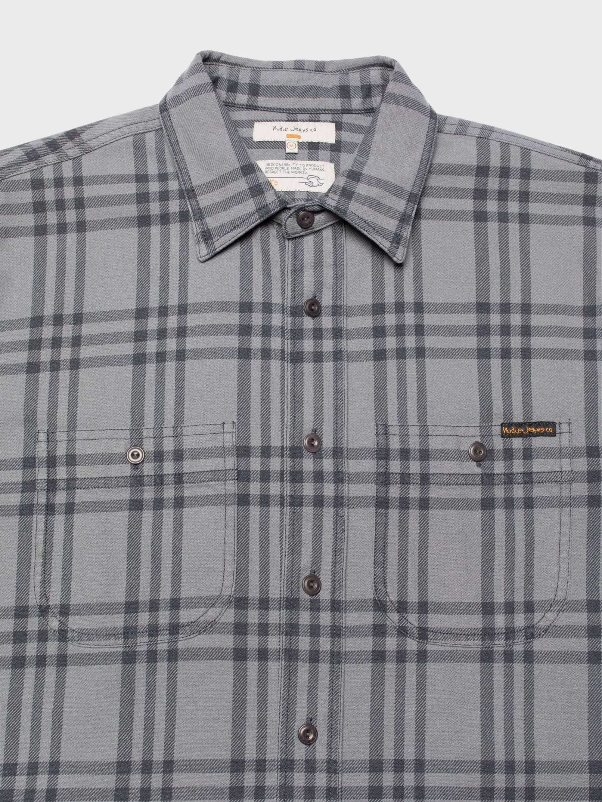 Nudie Julian Shirt Grey Check - Multi-Men's Shirts-Brooklyn-Vancouver-Yaletown-Canada