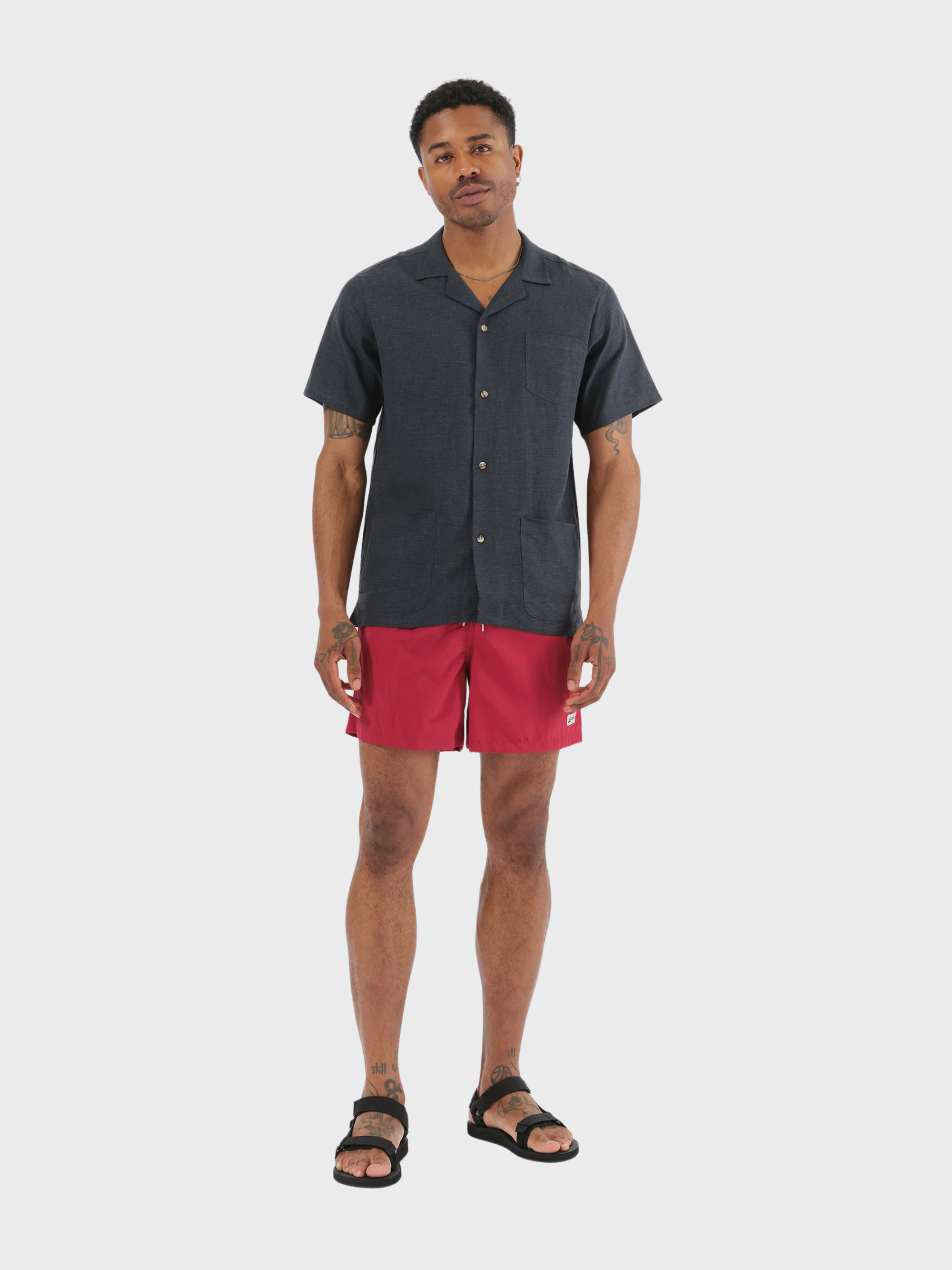 Bather Solid Red Swim Trunk - Red-Men's Shorts-Brooklyn-Vancouver-Yaletown-Canada