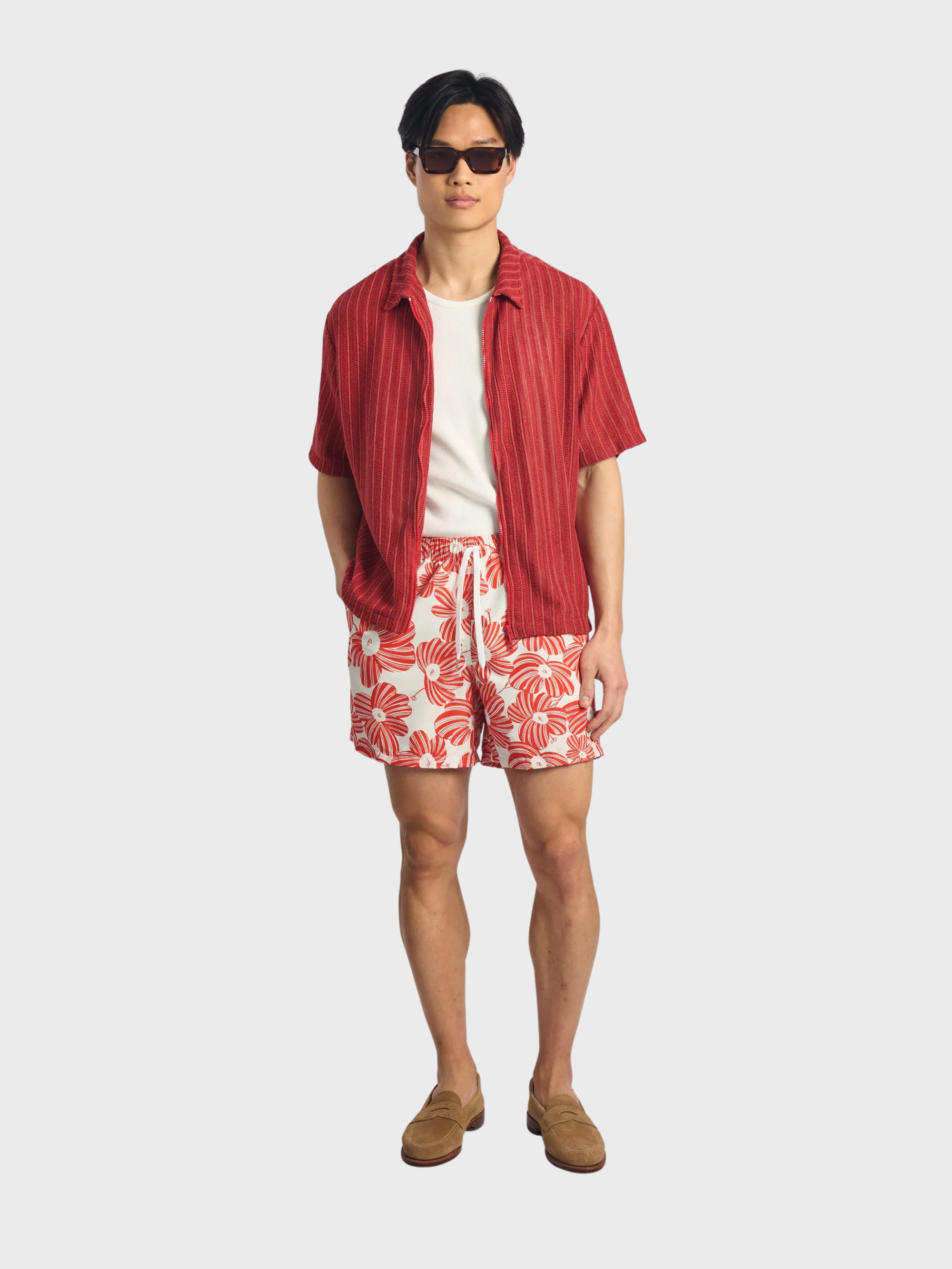 Bather Marmalade Breeze Swim Trunk - Red-Men's Shorts-Brooklyn-Vancouver-Yaletown-Canada