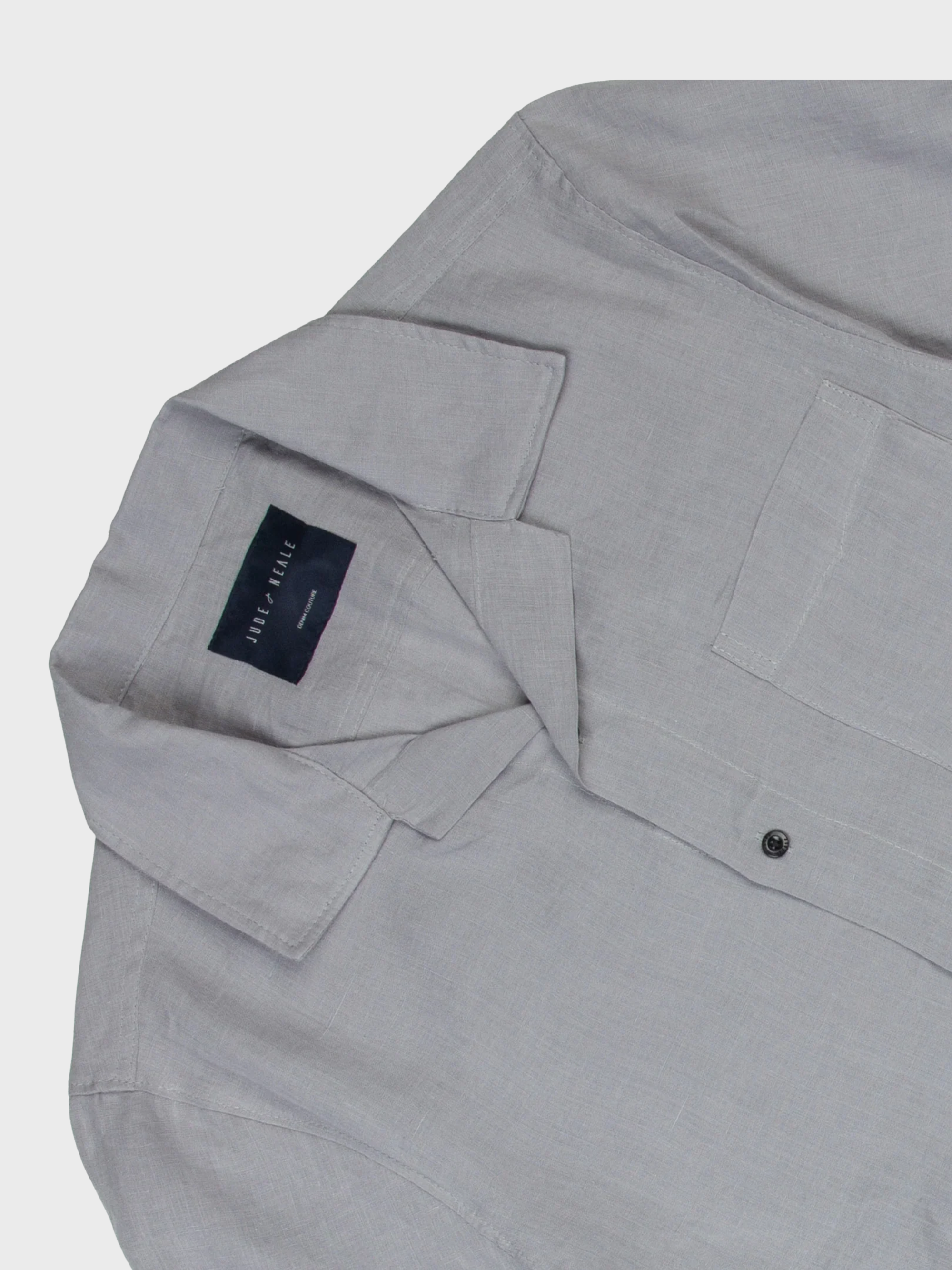 Jude Neale Marx Camp Hemp Shirt - Grey Solid-Men's Shirts-Brooklyn-Vancouver-Yaletown-Canada
