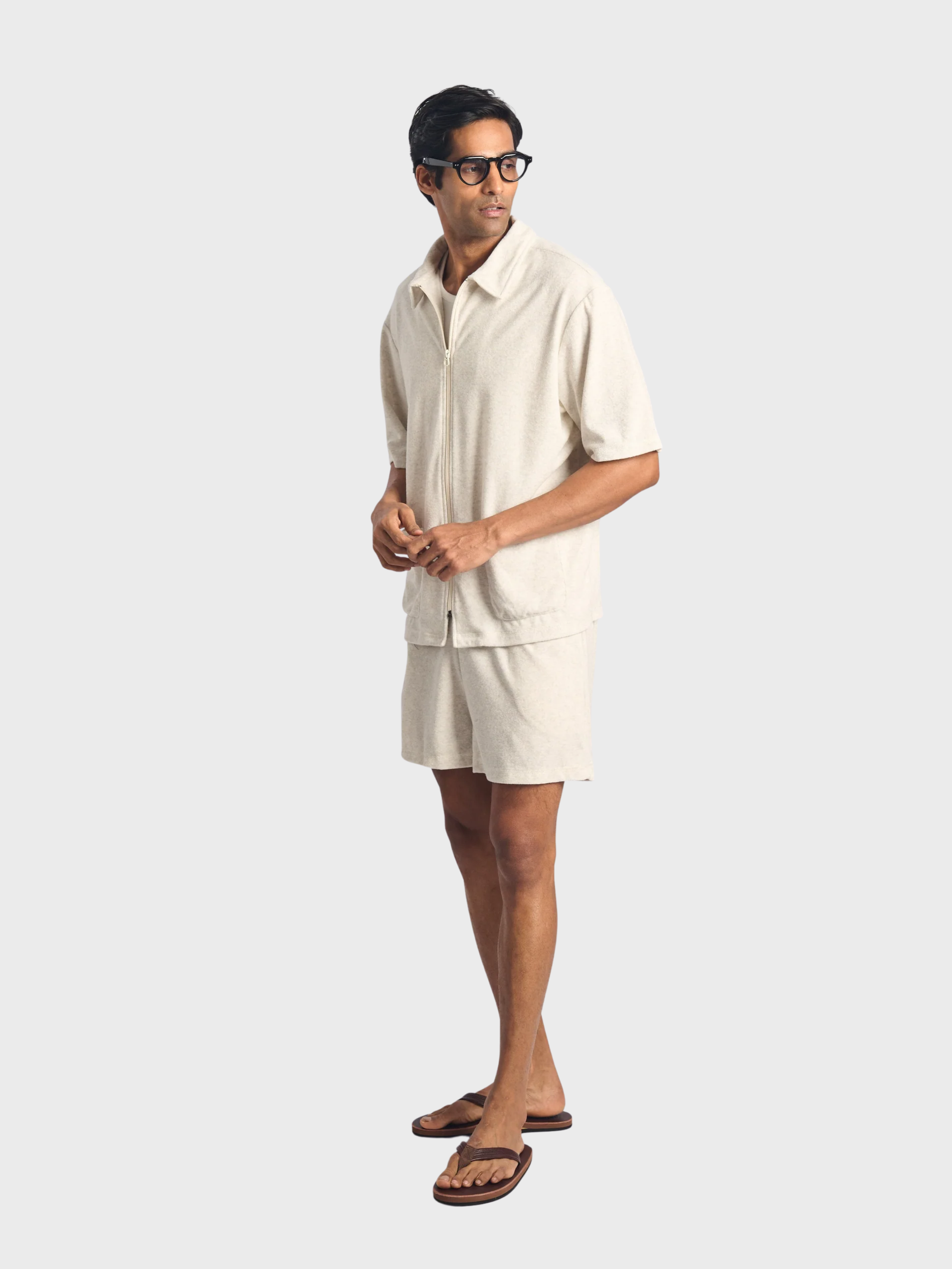 Bather Dove Terry Tour Short - White-Men's Shorts-Brooklyn-Vancouver-Yaletown-Canada