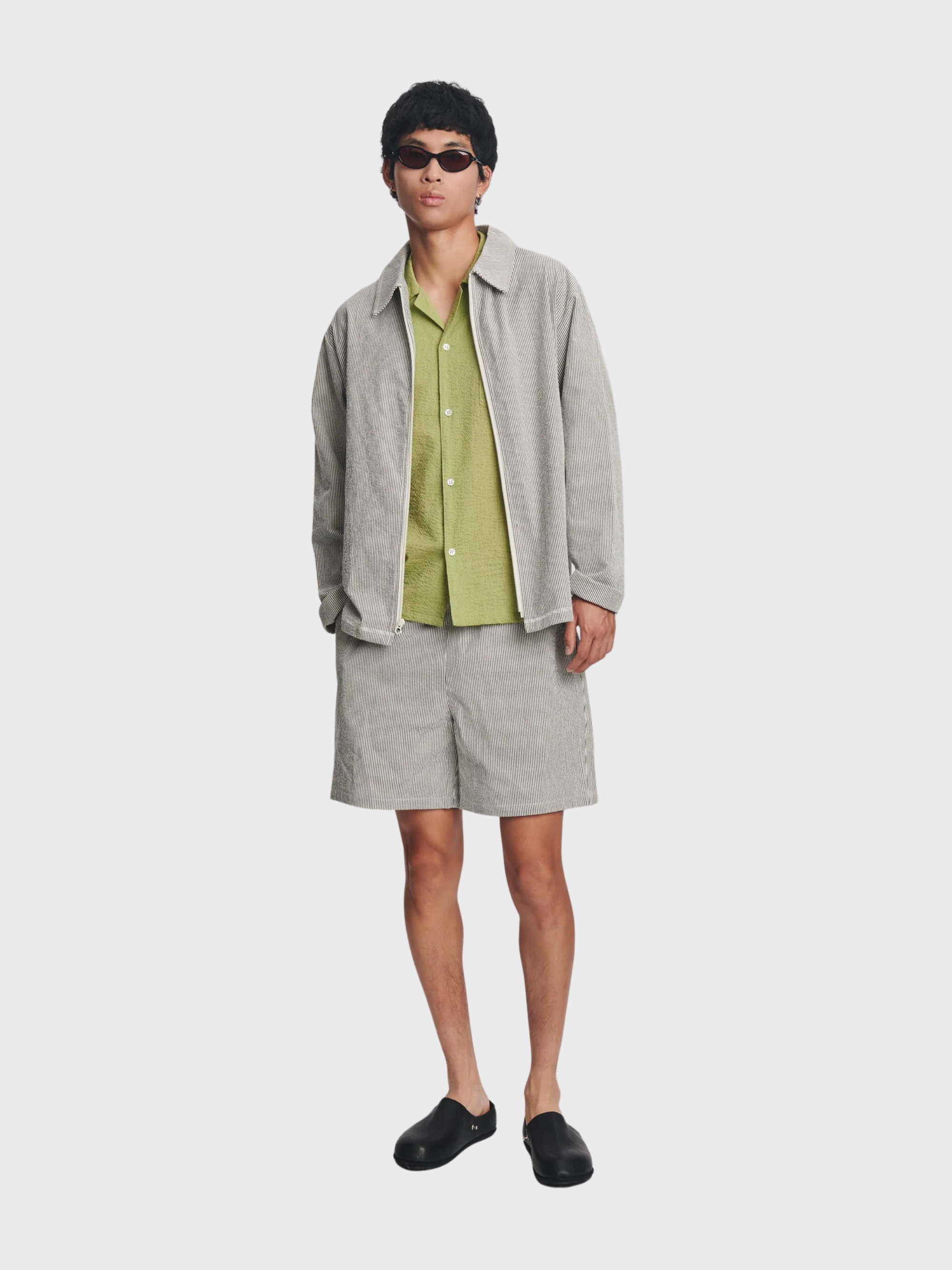 Bather Navy Pinstripe Tour Jacket - Navy-Men's Jackets-Brooklyn-Vancouver-Yaletown-Canada