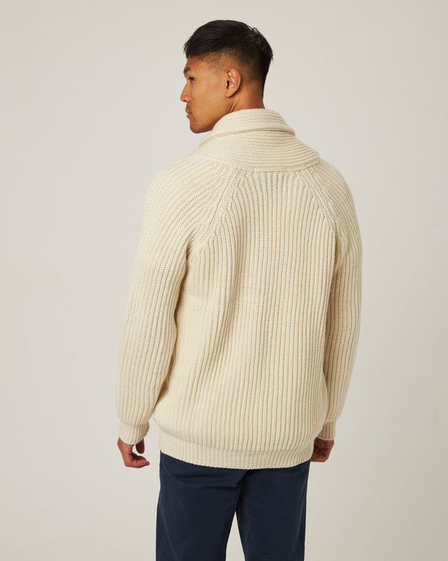 Peregrine Wilkinson Cardigan - Ecru-Men's Sweaters-Brooklyn-Vancouver-Yaletown-Canada