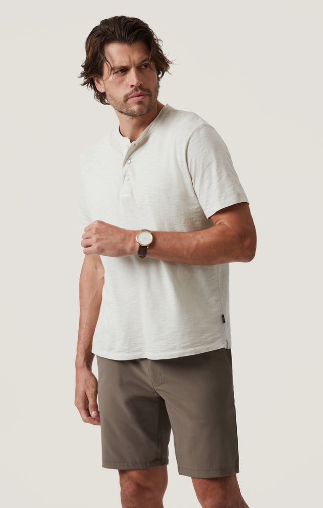 34 Heritage Slub Short Sleeve Henley Tee - Ivory-Men&#39;s T-Shirts-Brooklyn-Vancouver-Yaletown-Canada