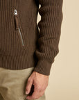 Aeronautica Militare Full Zip Sweater - Chestnut Brown-Men's Sweaters-Brooklyn-Vancouver-Yaletown-Canada