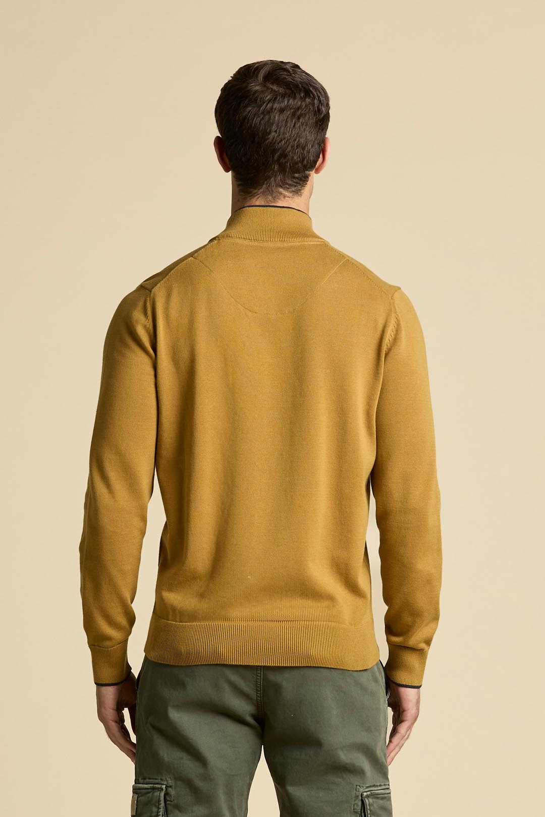 Aeronautica Militare Half Zip Sweater - Yellow Curry-Men's Sweaters-Brooklyn-Vancouver-Yaletown-Canada