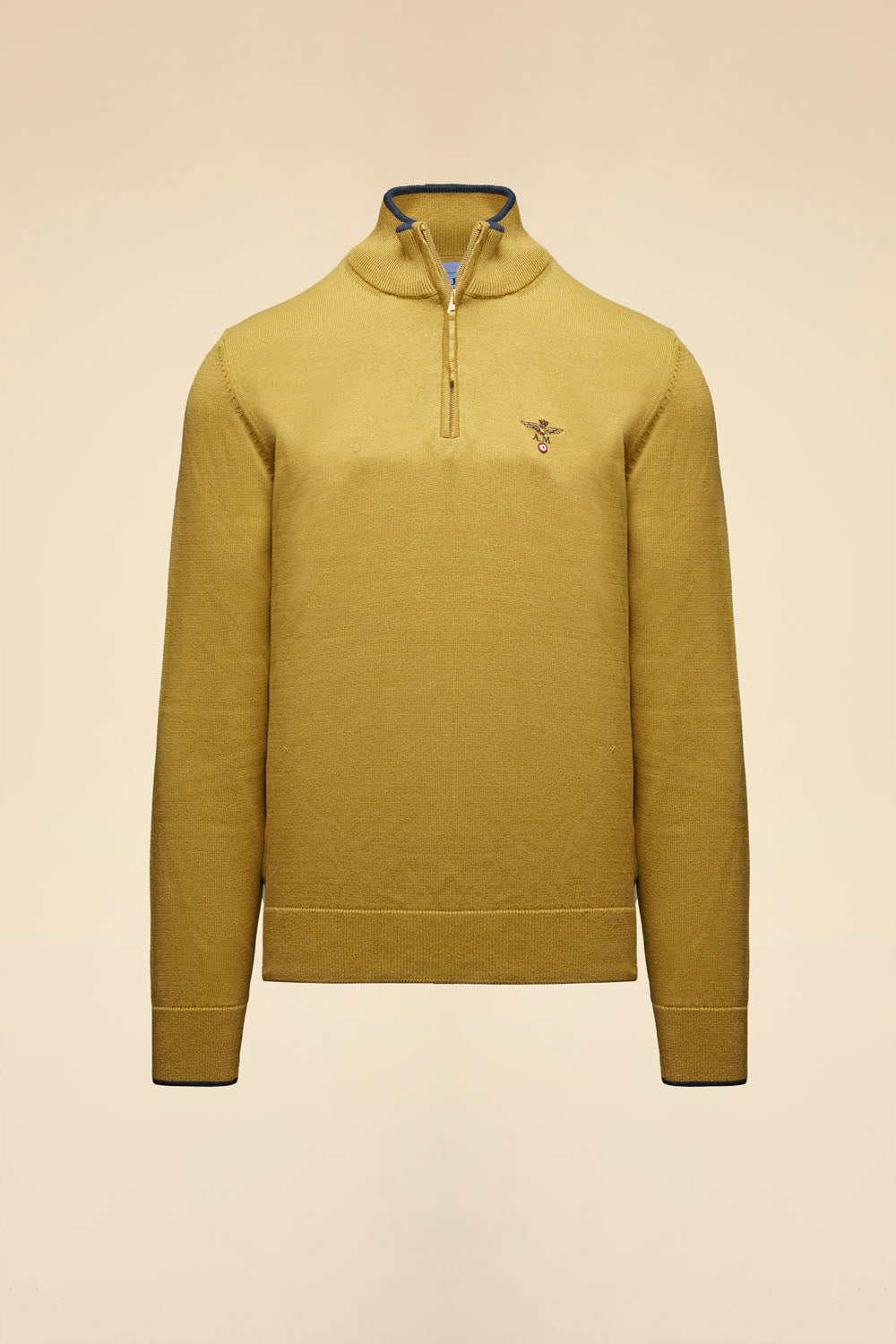 Aeronautica Militare Half Zip Sweater - Yellow Curry-Men's Sweaters-Brooklyn-Vancouver-Yaletown-Canada