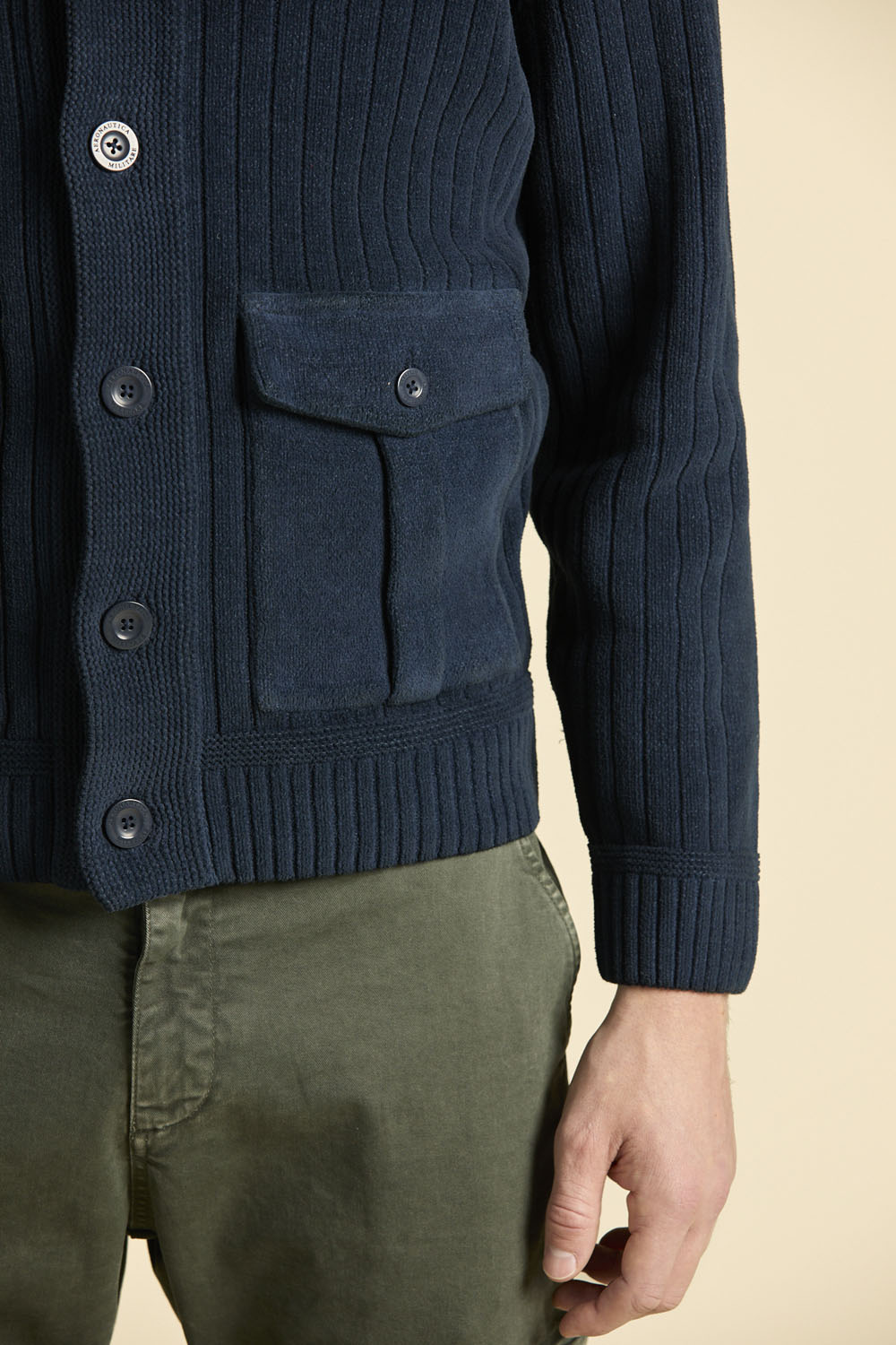 Aeronautica Militare Cardigan - Navy-Men's Sweaters-Brooklyn-Vancouver-Yaletown-Canada