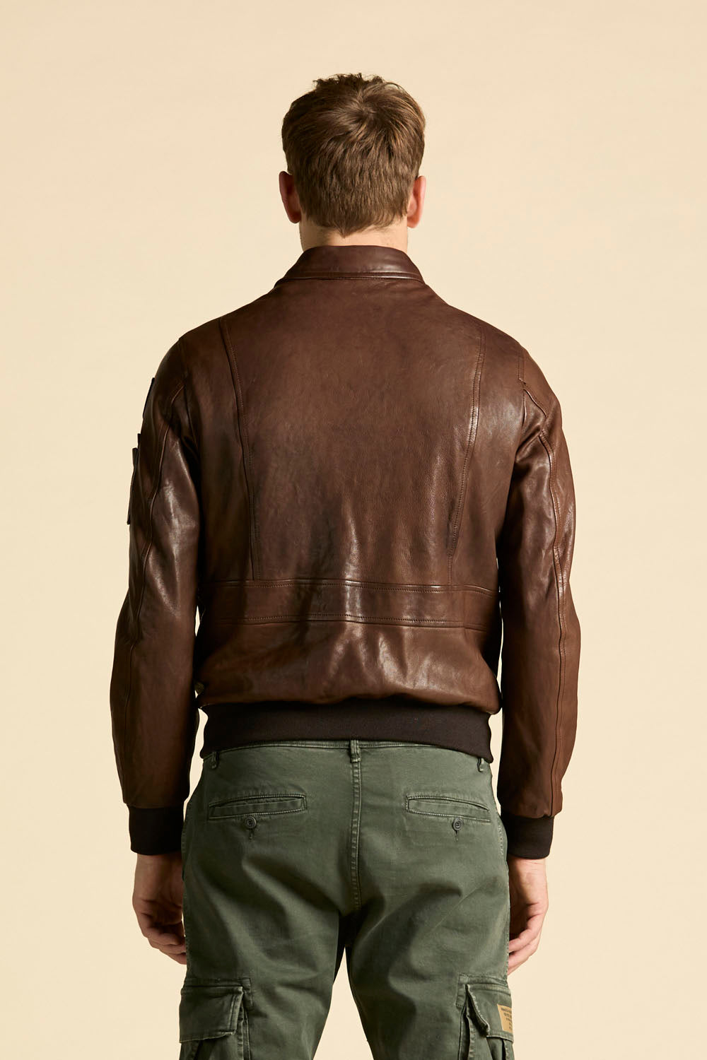 Aeronautica Militare Pilot Leather Jacket - Tobacco-Men's Leather Jackets-Brooklyn-Vancouver-Yaletown-Canada