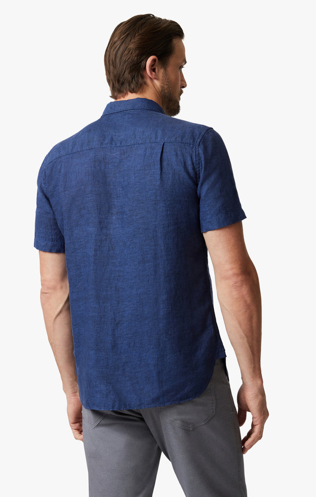 34 Heritage Linen Short Sleeve Shirt Indigo SS24-Men's Shirts-Brooklyn-Vancouver-Yaletown-Canada
