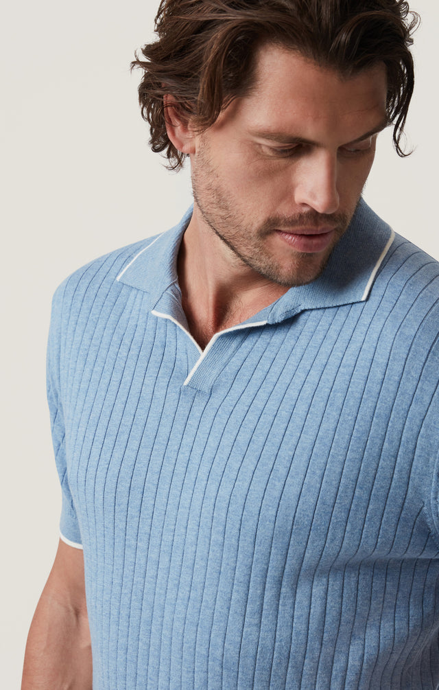 34 Heritage Polo Sweater - Blue-Men&#39;s Sweaters-Brooklyn-Vancouver-Yaletown-Canada