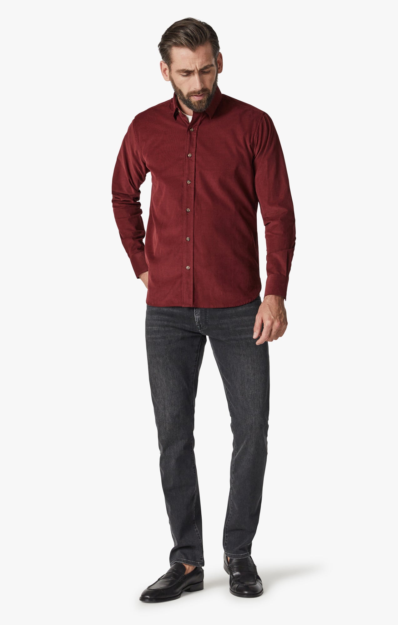 34 Heritage Shirt Corduroy Bordeaux-Men's Shirts-Brooklyn-Vancouver-Yaletown-Canada