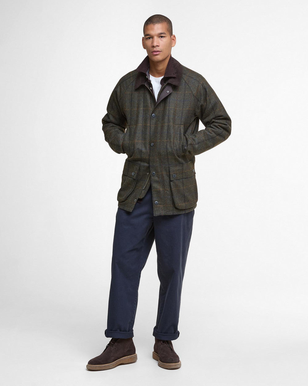 Barbour Bedale Check Wool Jacket - Brown-Men&#39;s Jackets-Brooklyn-Vancouver-Yaletown-Canada