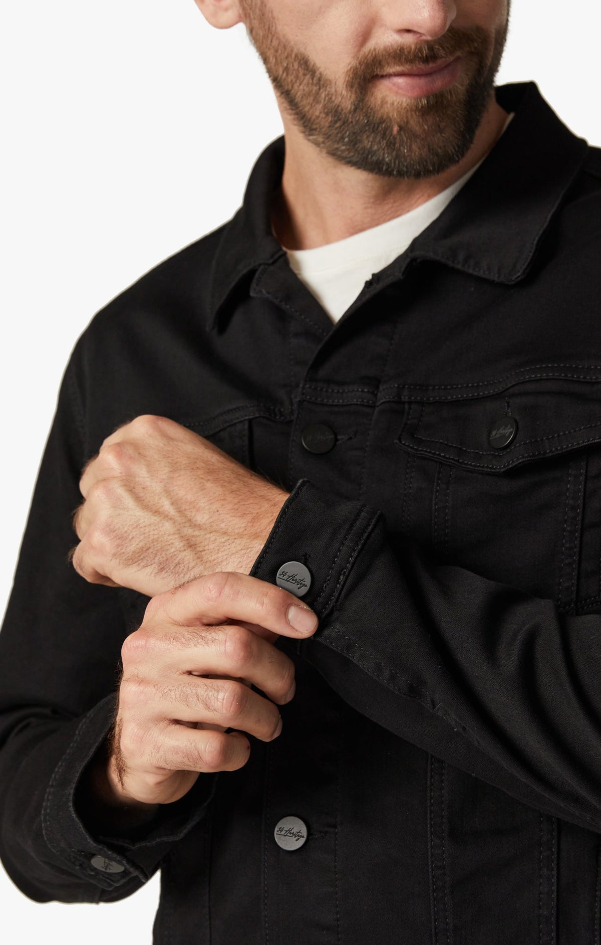 34 Heritage - Travis Black Brushed Denim Jacket-Men's Jackets-Brooklyn-Vancouver-Yaletown-Canada