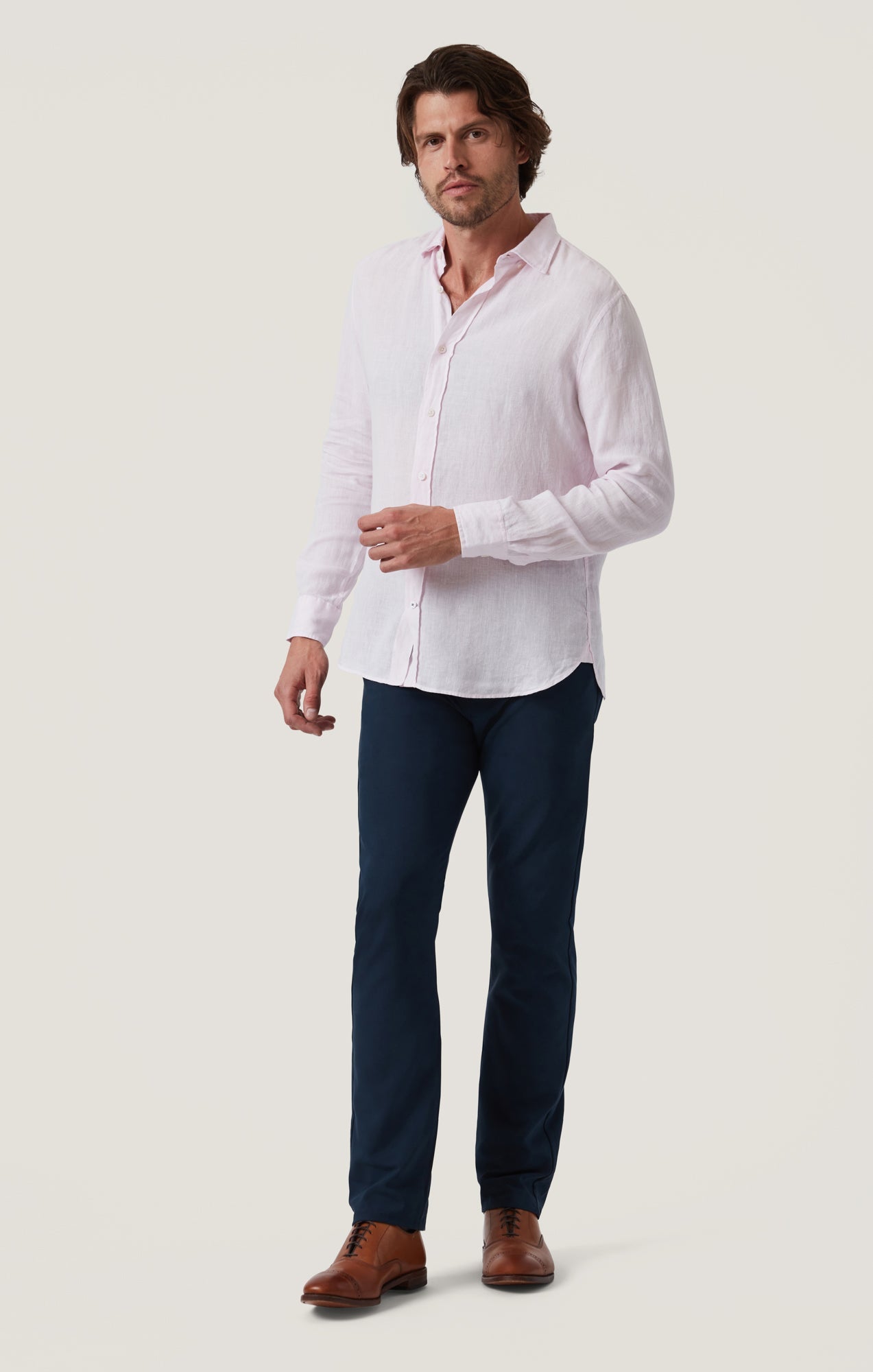 34 Heritage Linen Chambray Shirt Pink-Men's Shirts-Brooklyn-Vancouver-Yaletown-Canada