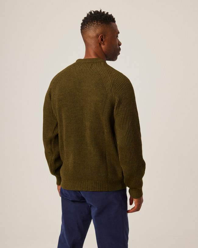 Peregrine Ford Crew Jumper - Olive-Men's Sweaters-Brooklyn-Vancouver-Yaletown-Canada