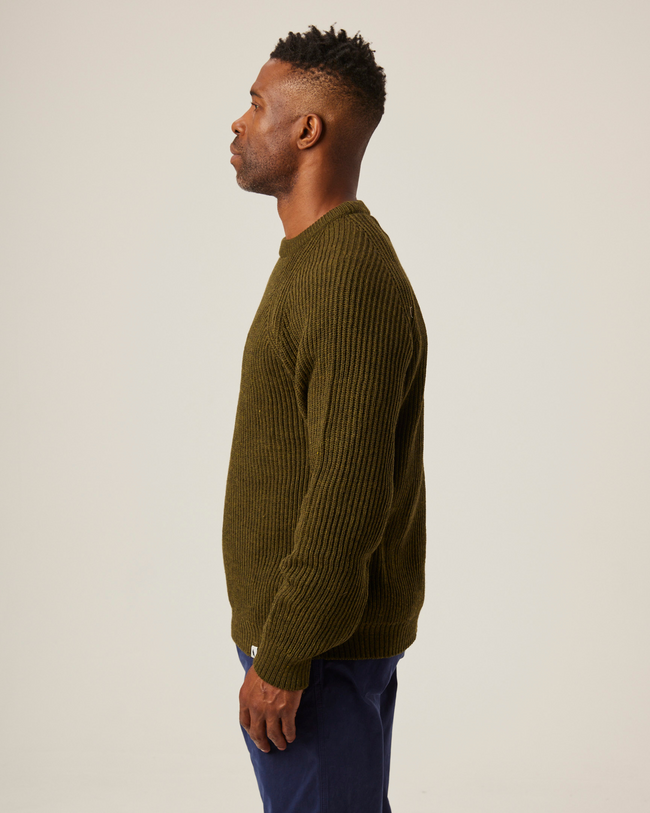 Peregrine Ford Crew Jumper - Olive-Men&#39;s Sweaters-Brooklyn-Vancouver-Yaletown-Canada