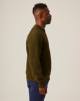 Peregrine Ford Crew Jumper - Olive-Men's Sweaters-Brooklyn-Vancouver-Yaletown-Canada