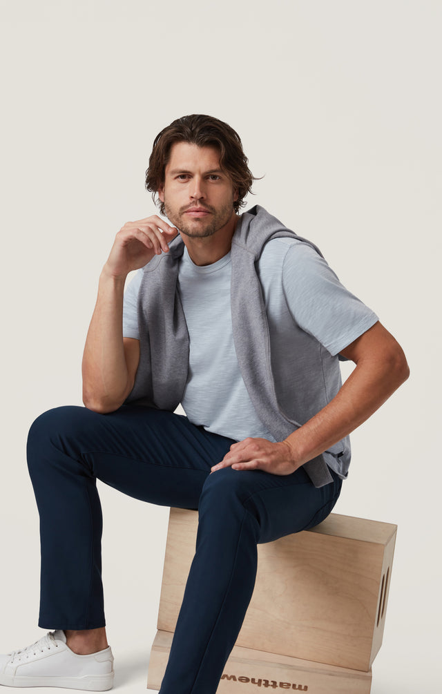 34 Heritage T-Shirt Slub Crew Neck - Blue Fog-Men&#39;s T-Shirts-Brooklyn-Vancouver-Yaletown-Canada