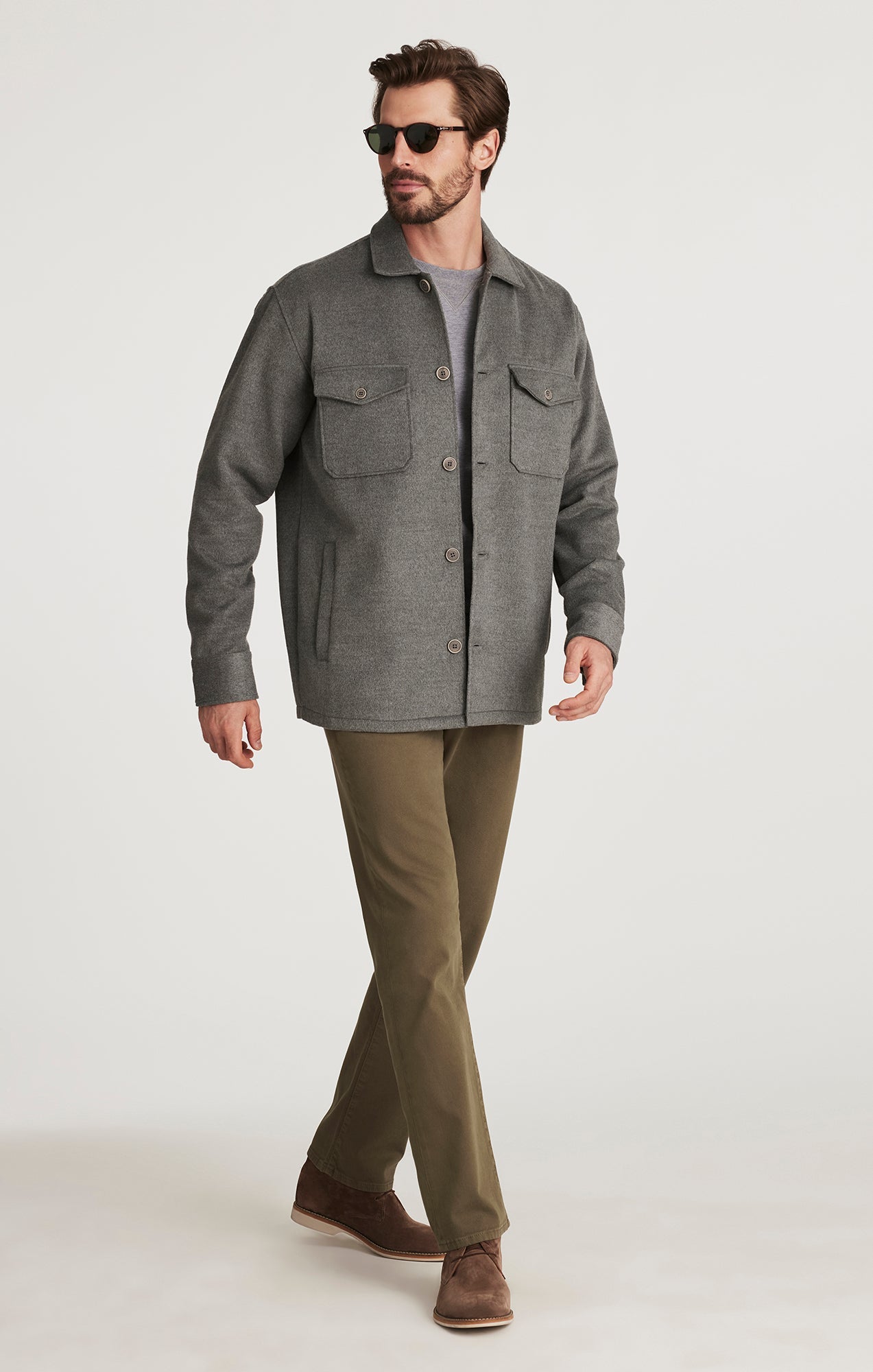 34 Heritage Button Down Overshirt Grey-Men&#39;s Shirts-Brooklyn-Vancouver-Yaletown-Canada