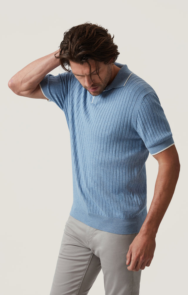 34 Heritage Polo Sweater - Blue-Men&#39;s Sweaters-Brooklyn-Vancouver-Yaletown-Canada