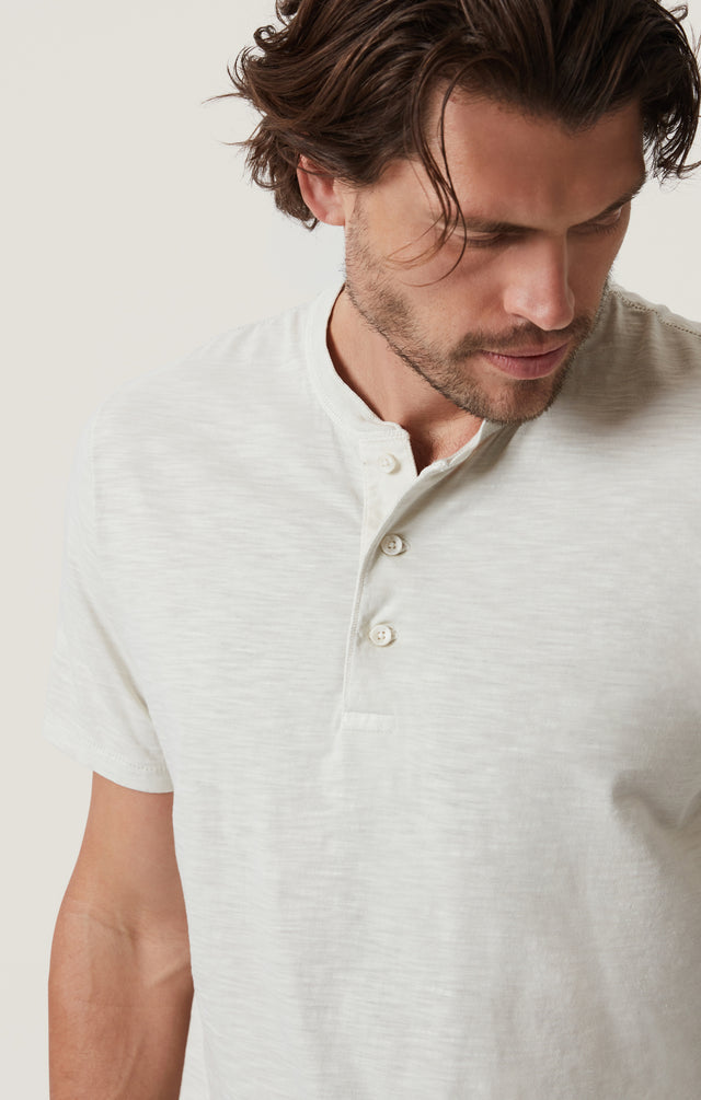 34 Heritage Slub Short Sleeve Henley Tee - Ivory-Men&#39;s T-Shirts-Brooklyn-Vancouver-Yaletown-Canada