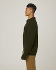 Peregrine Fisherman Cardigan - Olive-Men's Sweaters-Brooklyn-Vancouver-Yaletown-Canada