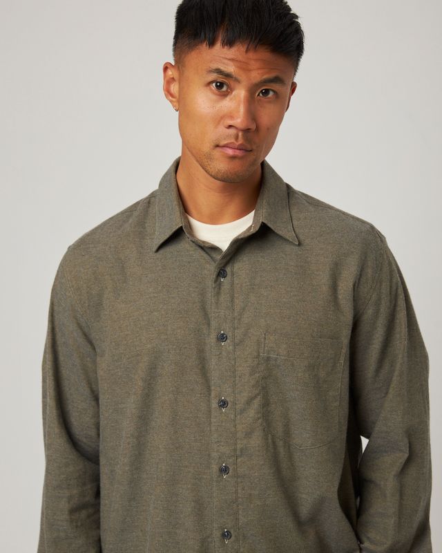 Peregrine Cashmere Manor Shirt - Pebble-Men&#39;s T-Shirts-Brooklyn-Vancouver-Yaletown-Canada