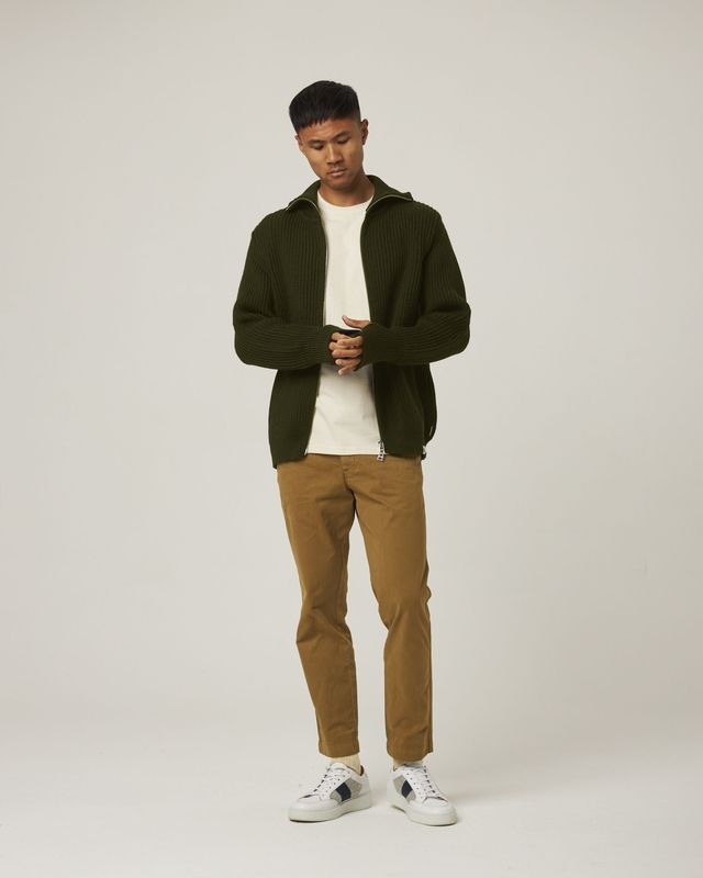 Peregrine Fisherman Cardigan - Olive-Men&#39;s Sweaters-Brooklyn-Vancouver-Yaletown-Canada