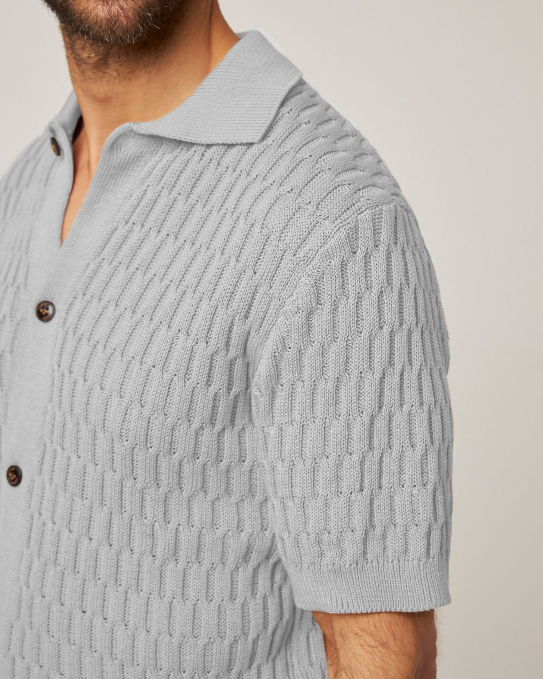 Peregrine Cove Knitted Shirt SS Washed Denim-Men&#39;s Shirts-Brooklyn-Vancouver-Yaletown-Canada