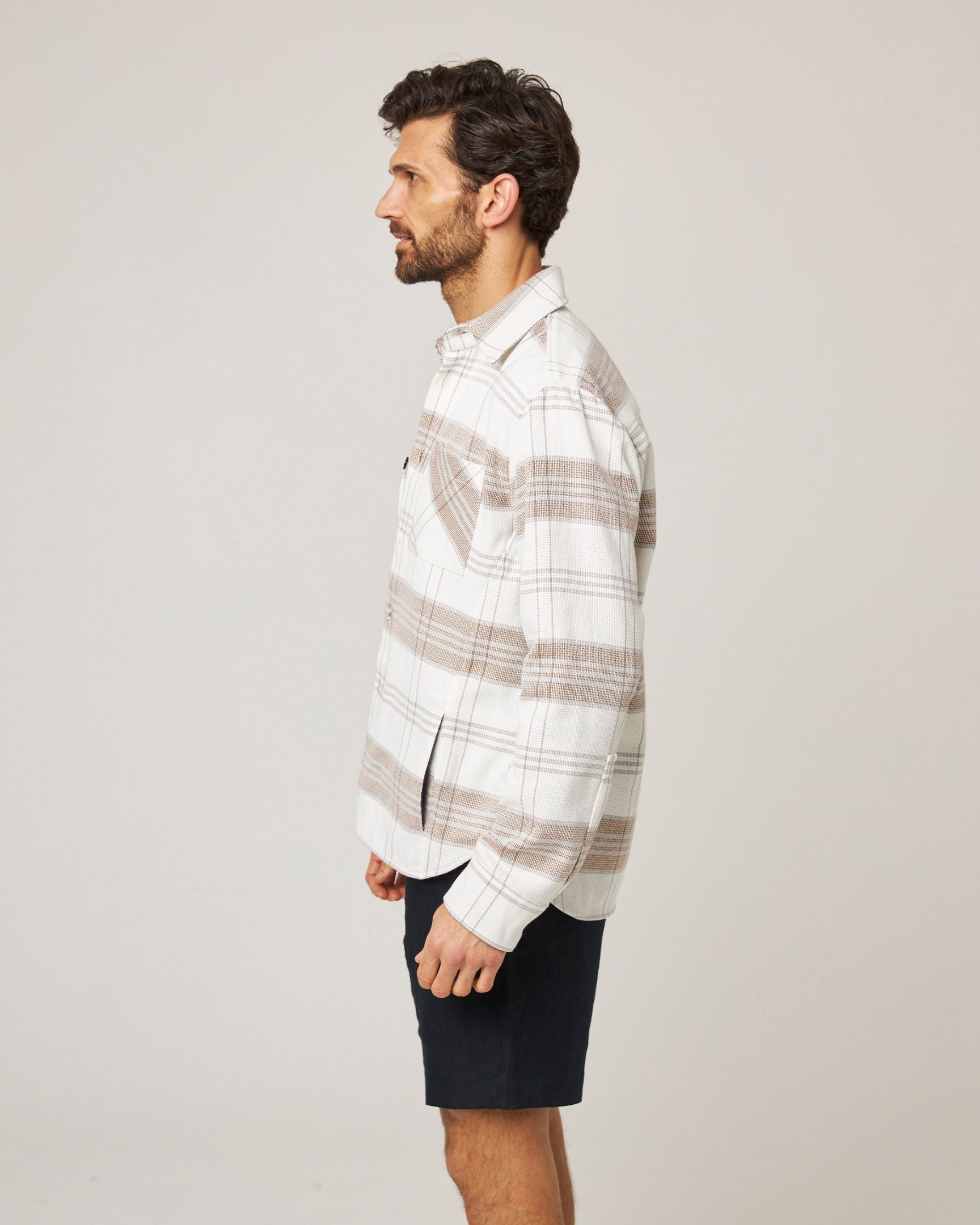 Peregrine Blunt Overshirt White Grid-Men&#39;s Jackets-Brooklyn-Vancouver-Yaletown-Canada