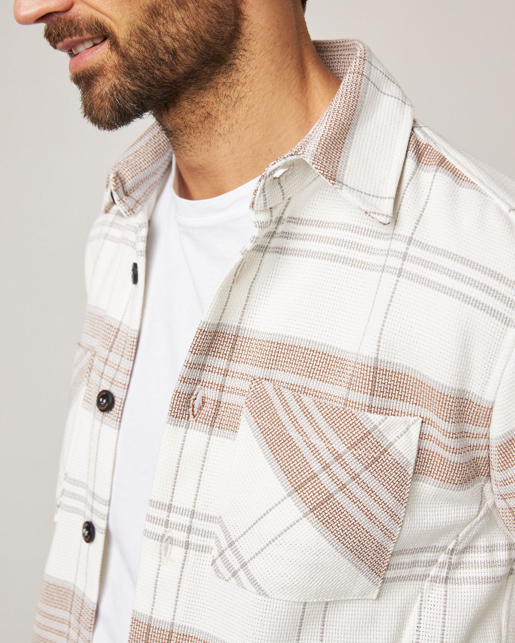 Peregrine Blunt Overshirt White Grid-Men&#39;s Jackets-Brooklyn-Vancouver-Yaletown-Canada